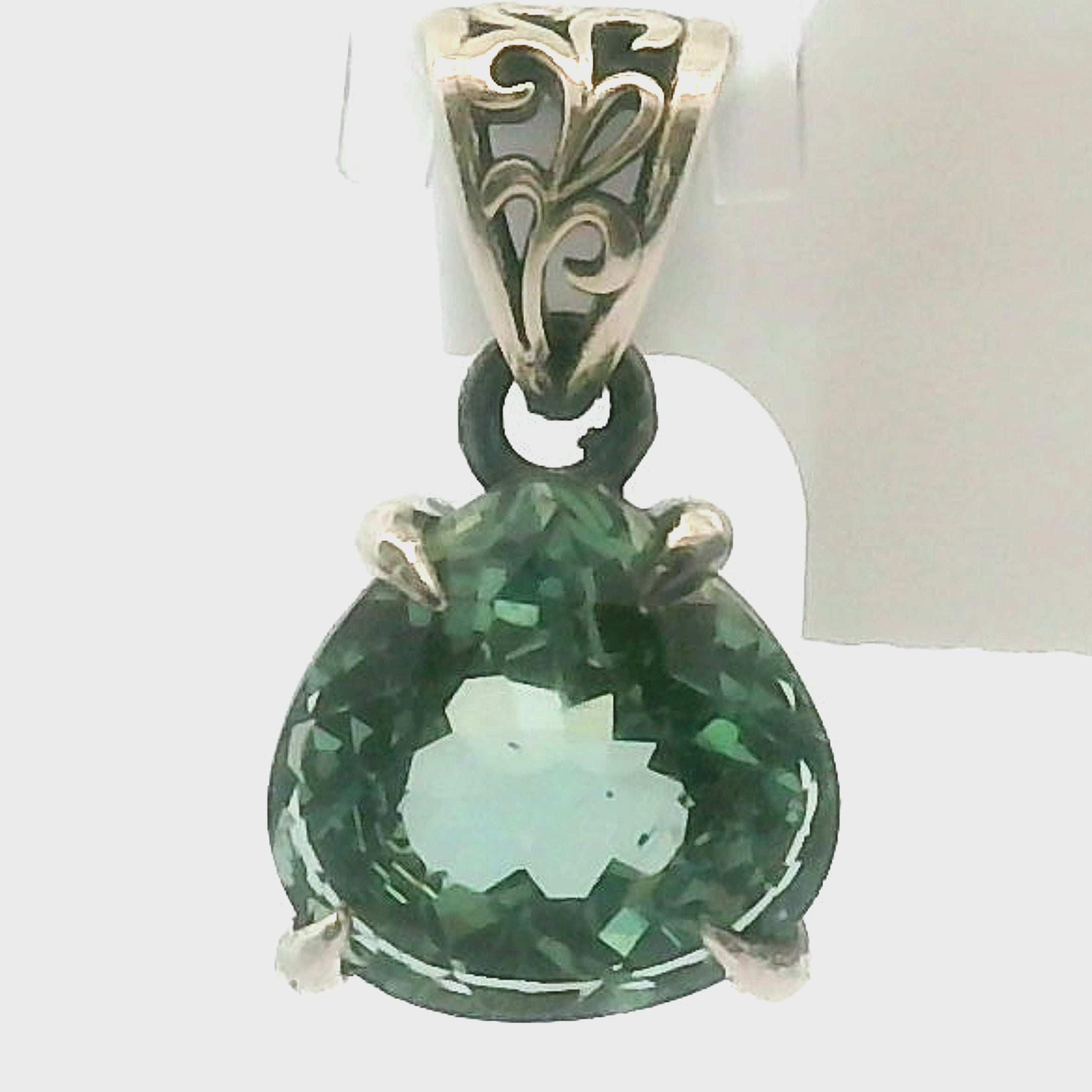 Green Apatite Bad Witch Pendant .925 Silver for Self-Love, Compassion and Openness