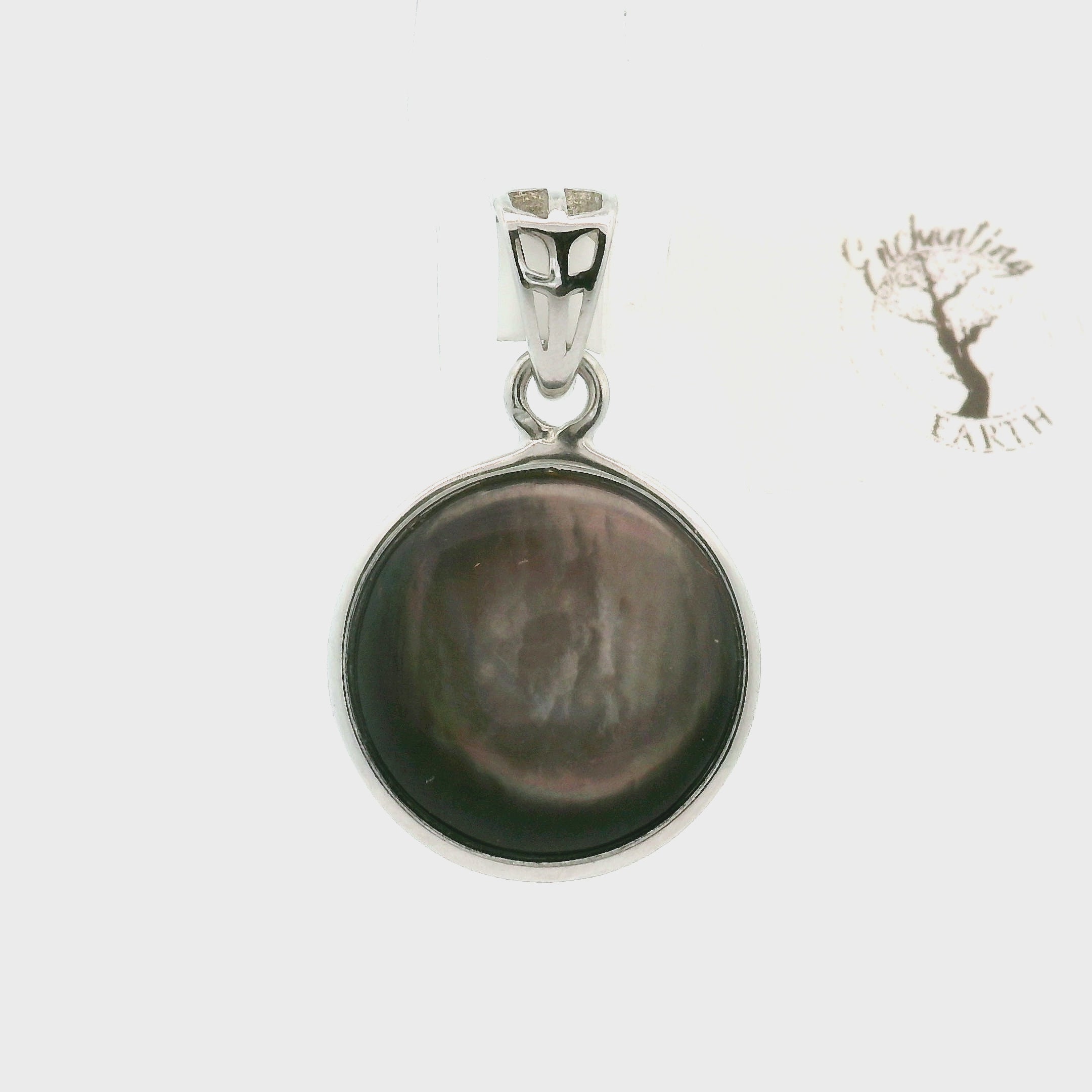 Black Mother of Pearl Pendant .925 Silver for Peace and Enhancing Psychic Abilities