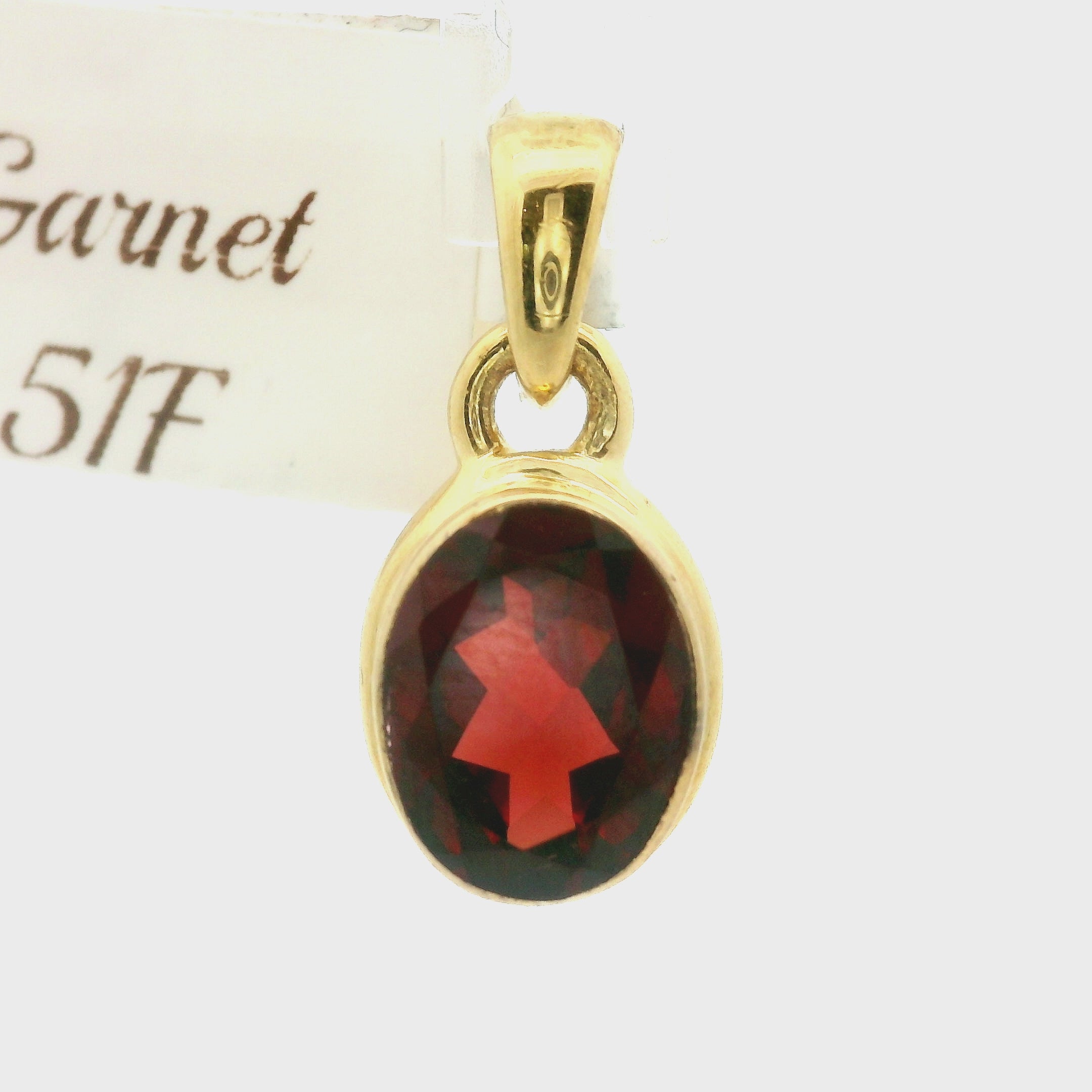 Garnet Pendant Gold Plated .925 Silver for Health, Grounding and Strength