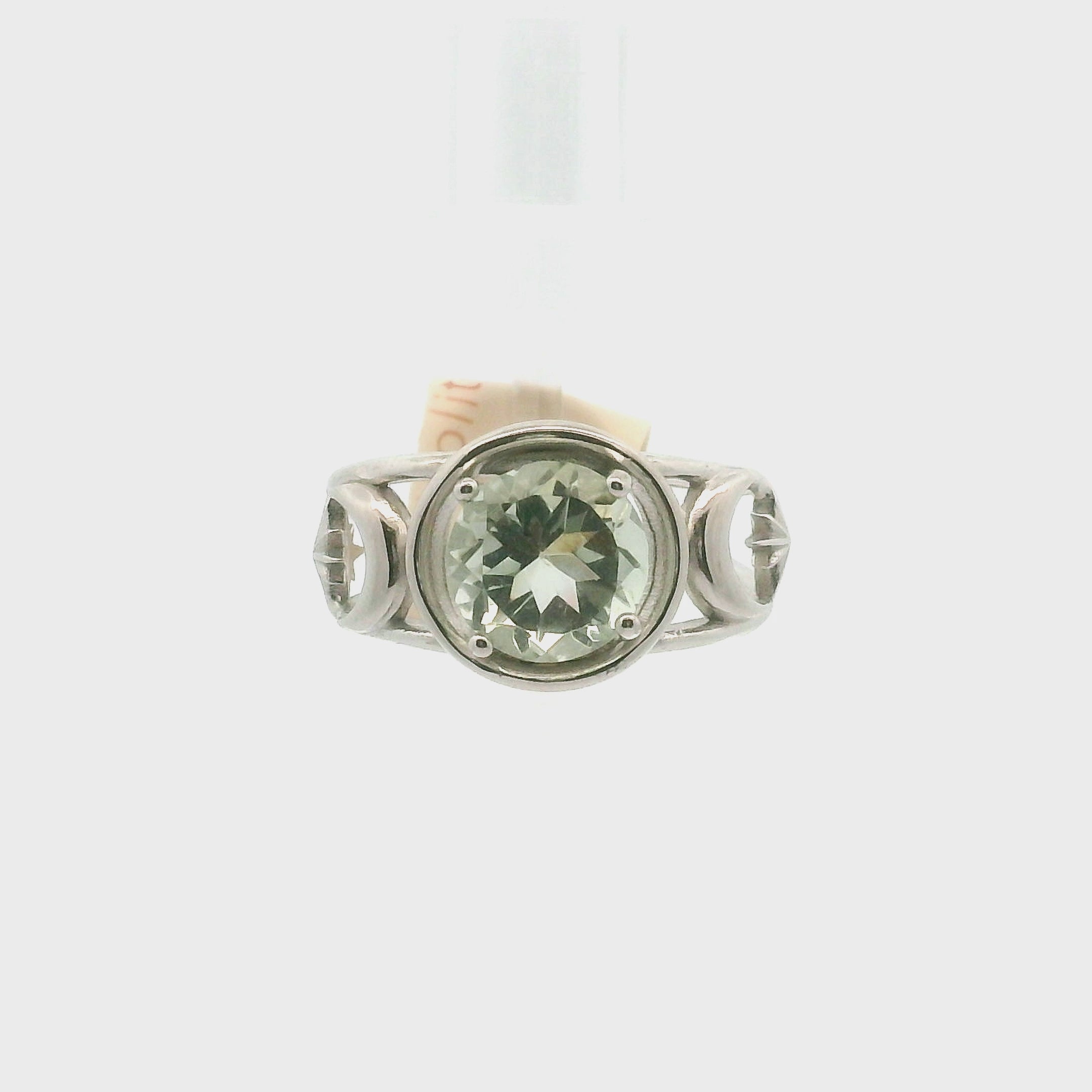 Praisolite Moon + Star Cuff Ring .925 Silver for Love, Prosperity, and Success