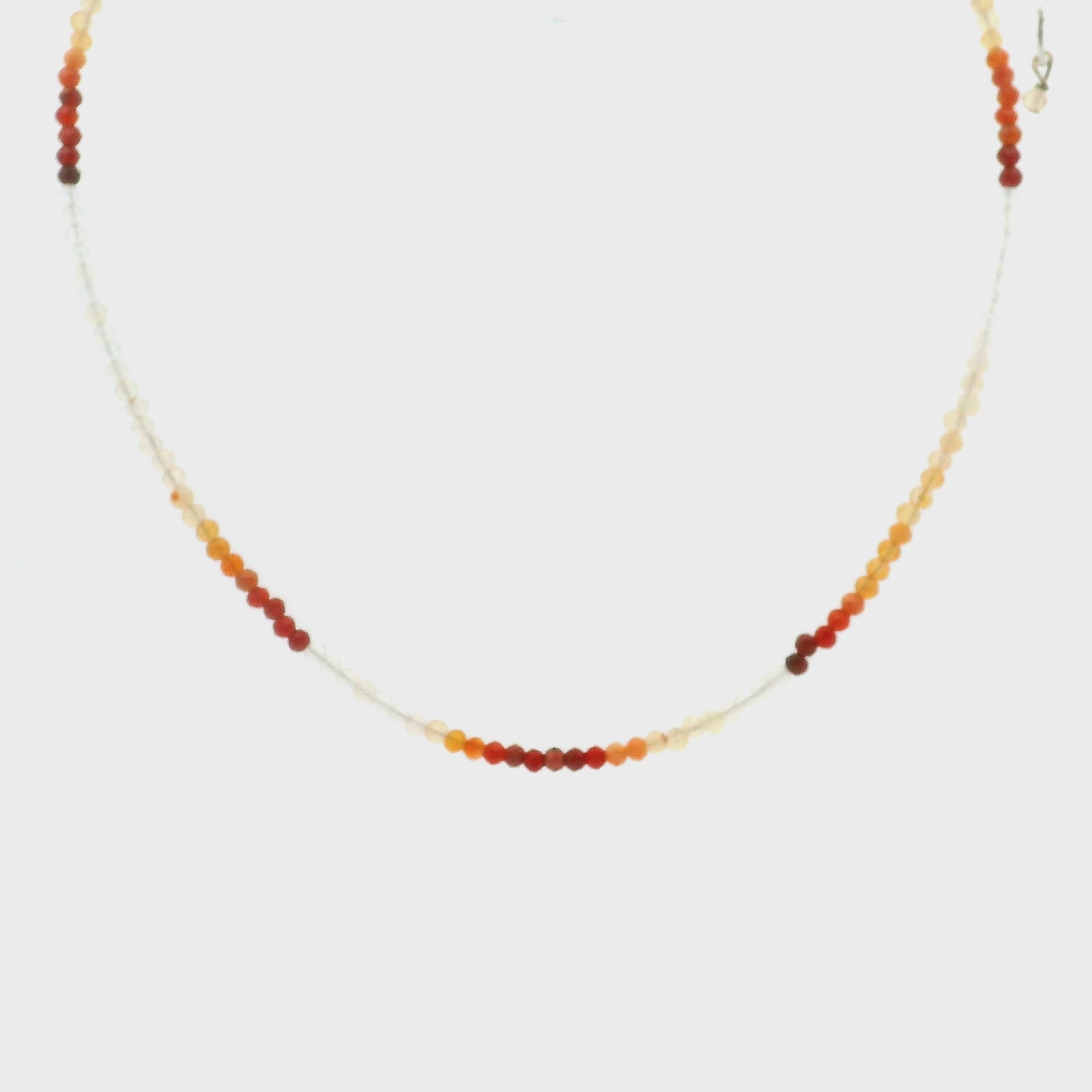 Fire Opal Micro Faceted Necklace 925 Silver for Intimacy and Passion in Relationships