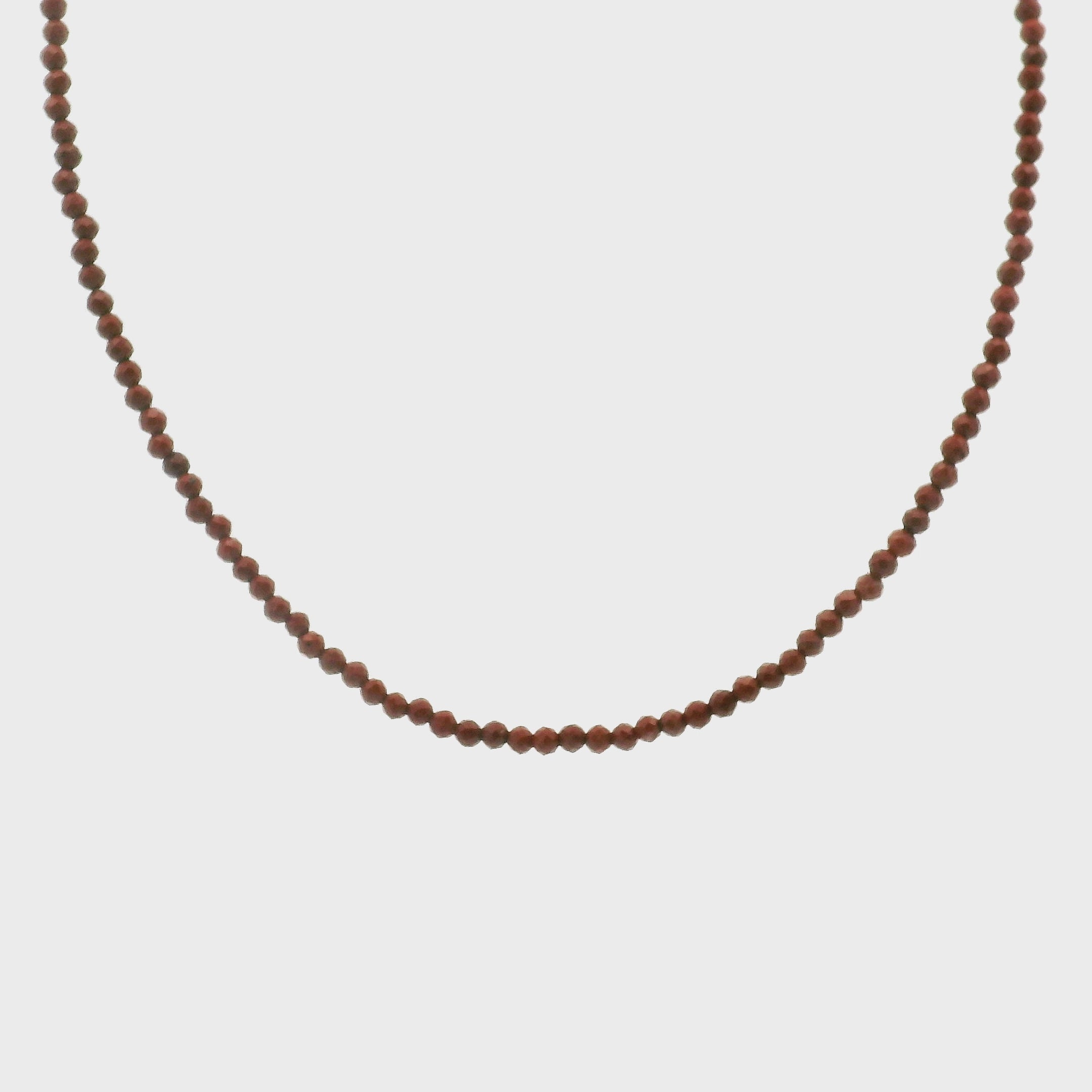 Red Jasper Micro Faceted Choker/Layering Necklace 925 Silver for Good Health and Creativity
