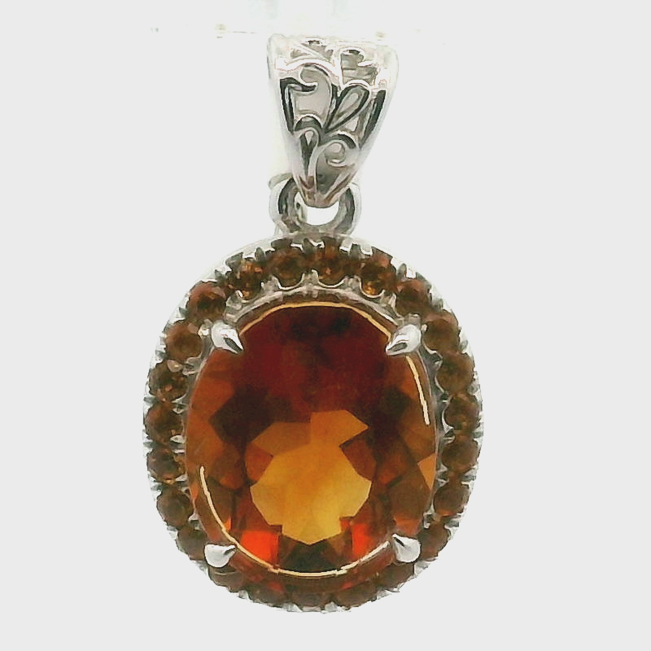 Citrine Pavé Pendant .925 Silver for Vitality and Manifesting Abundance