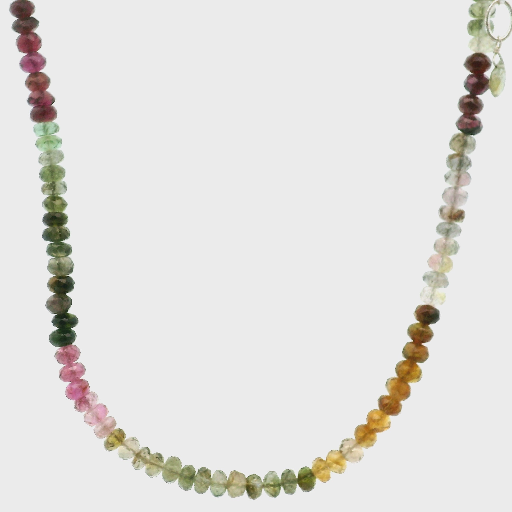Multi Tourmaline Faceted Necklace 925 Silver for Harmony, Flow and Strength
