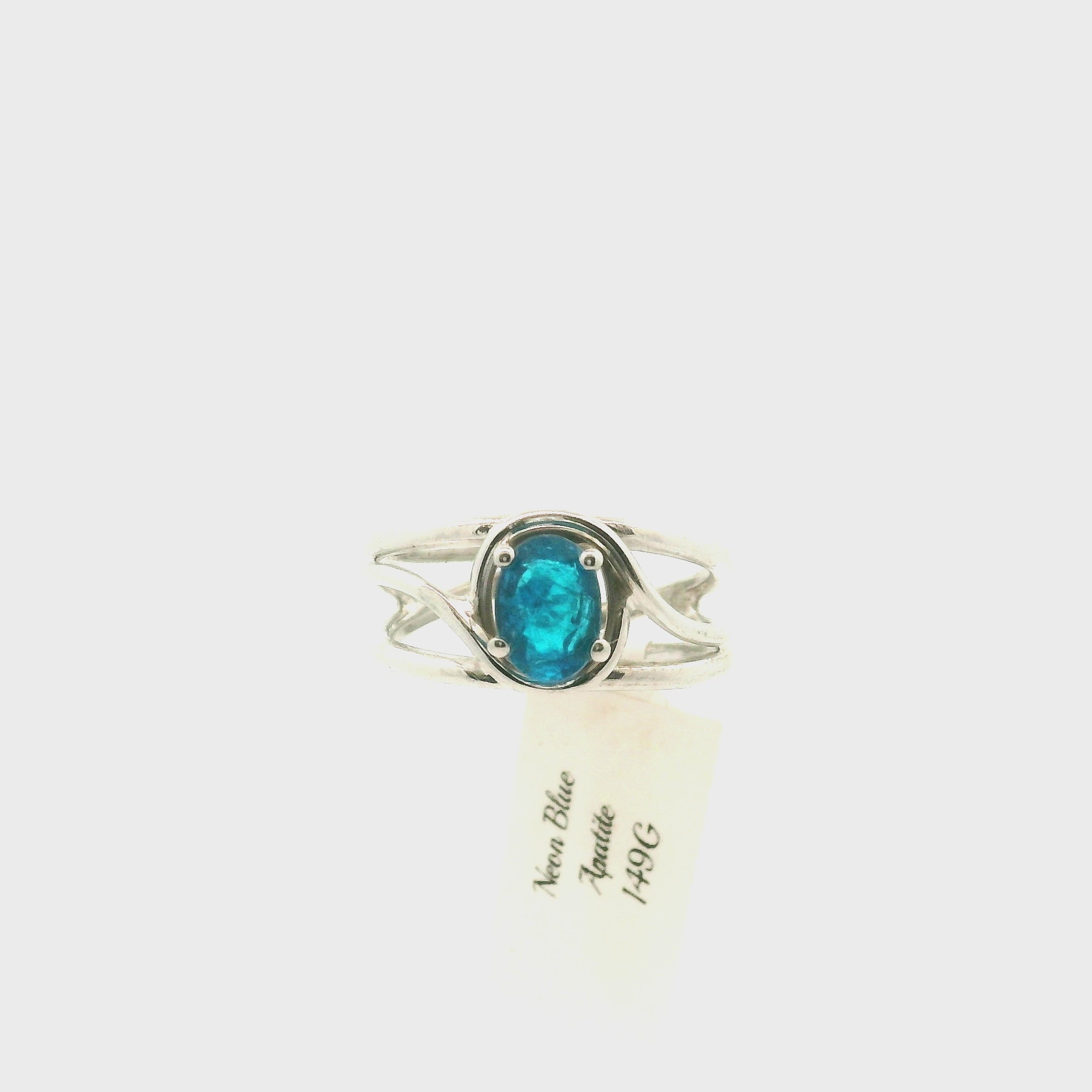 Neon Blue Apatite Midi Cuff Ring .925 Silver for Overall Health and Wellness