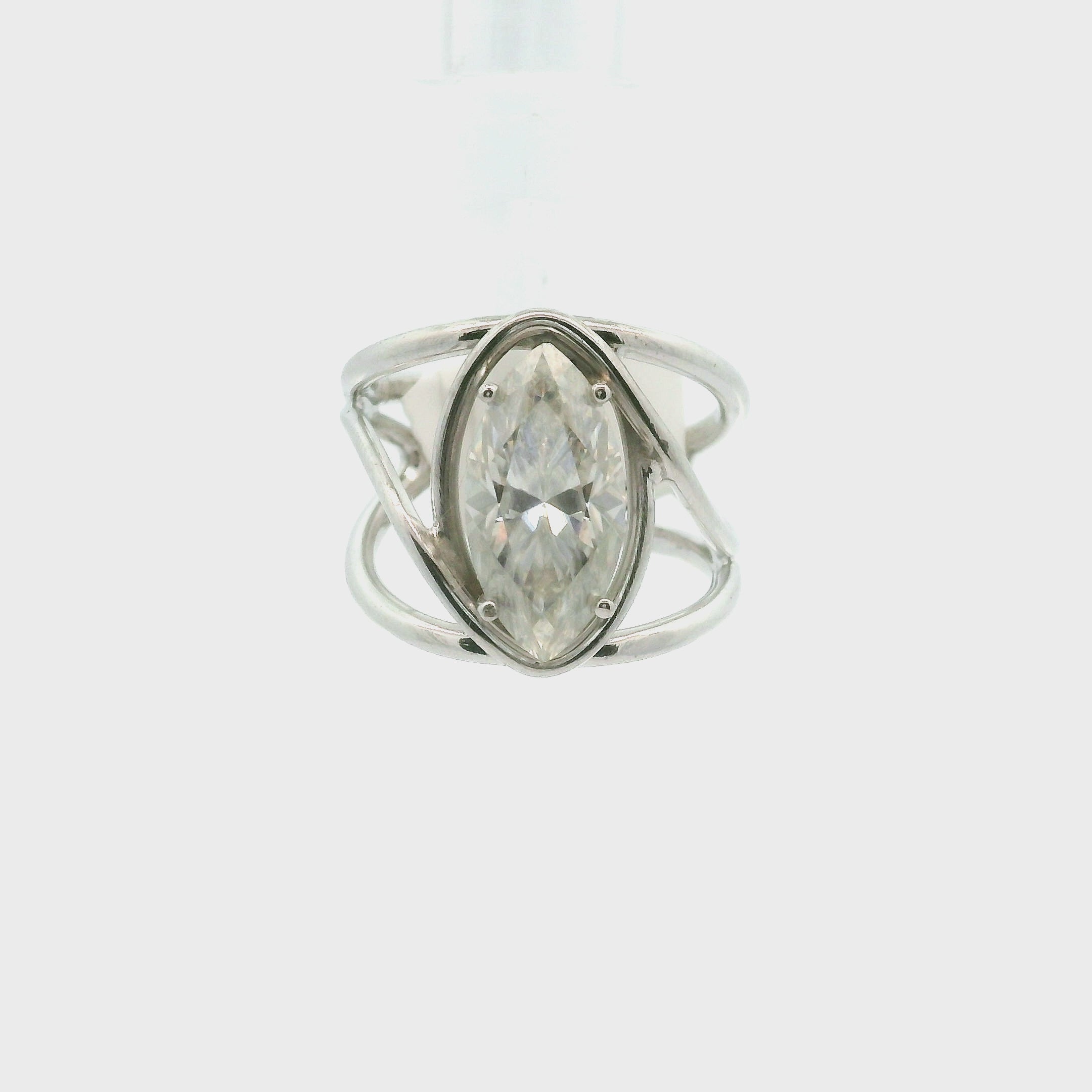 Moissanite Cuff Ring .925 Silver for Spiritual Evolution and Awakening