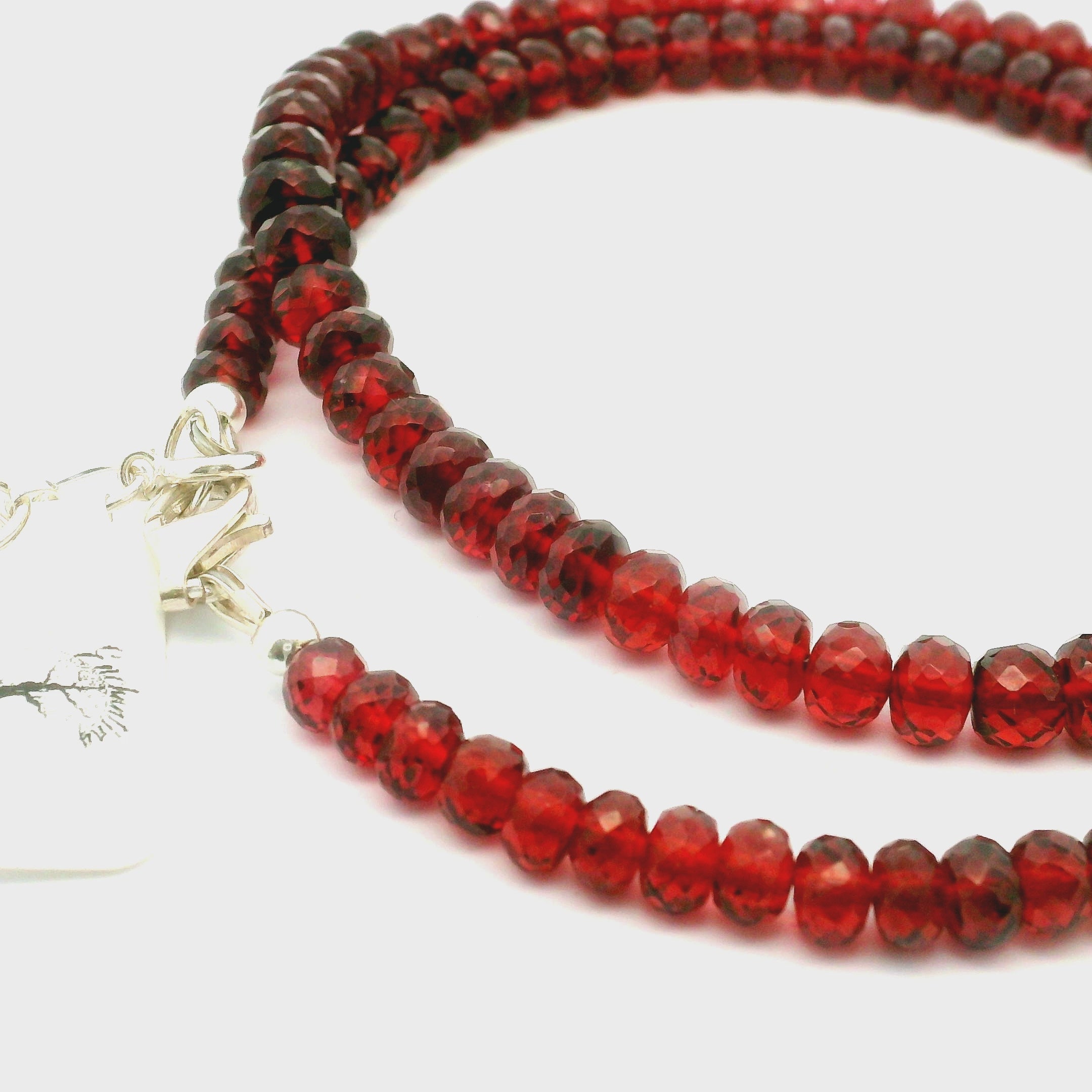 Garnet Micro Faceted Rondelle Necklace 925 Silver for Manifesting Love and Success in your Career, Protection and Wealth