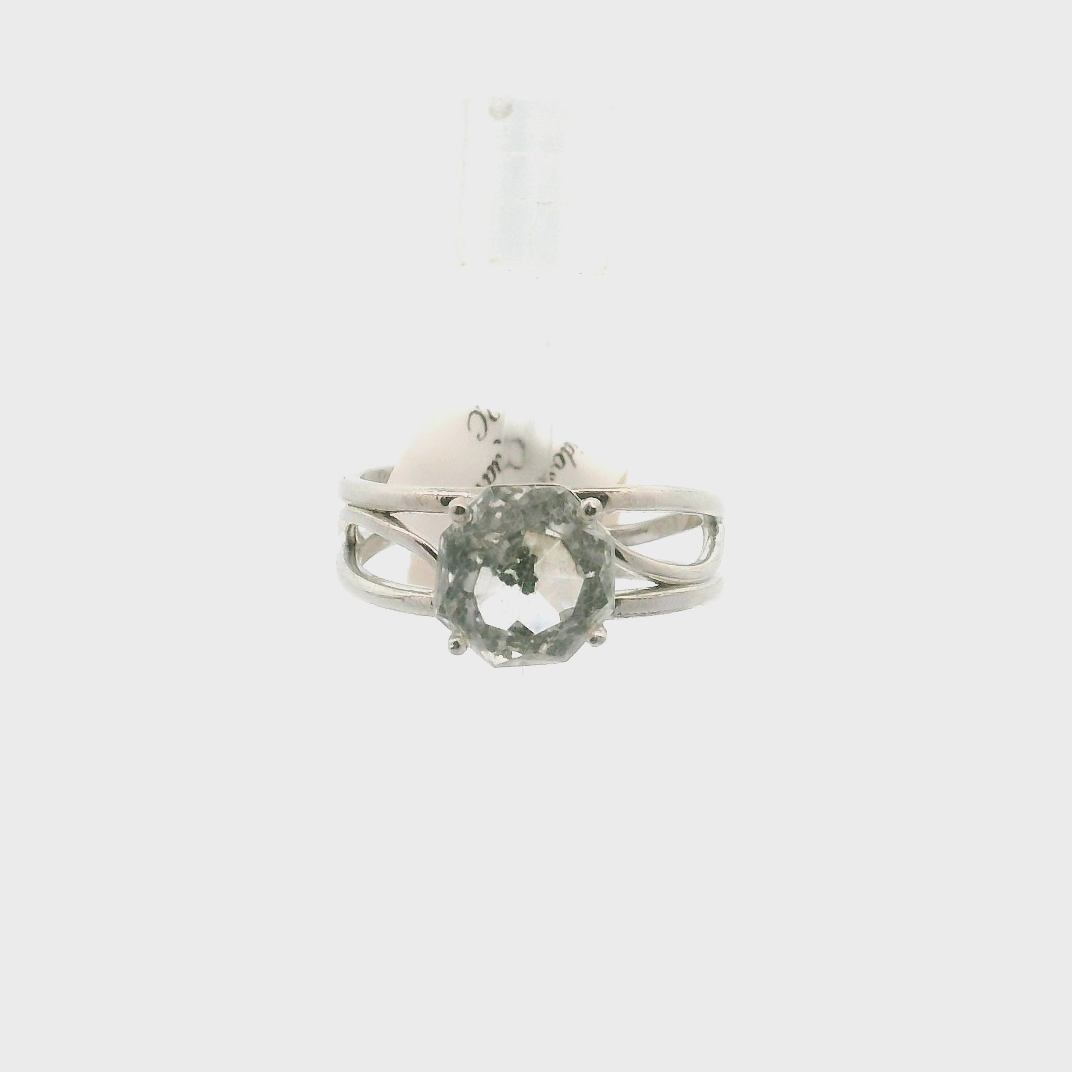 Kaleidoscope Quartz Cuff Ring .925 Silver for Intention Setting and Manifestation