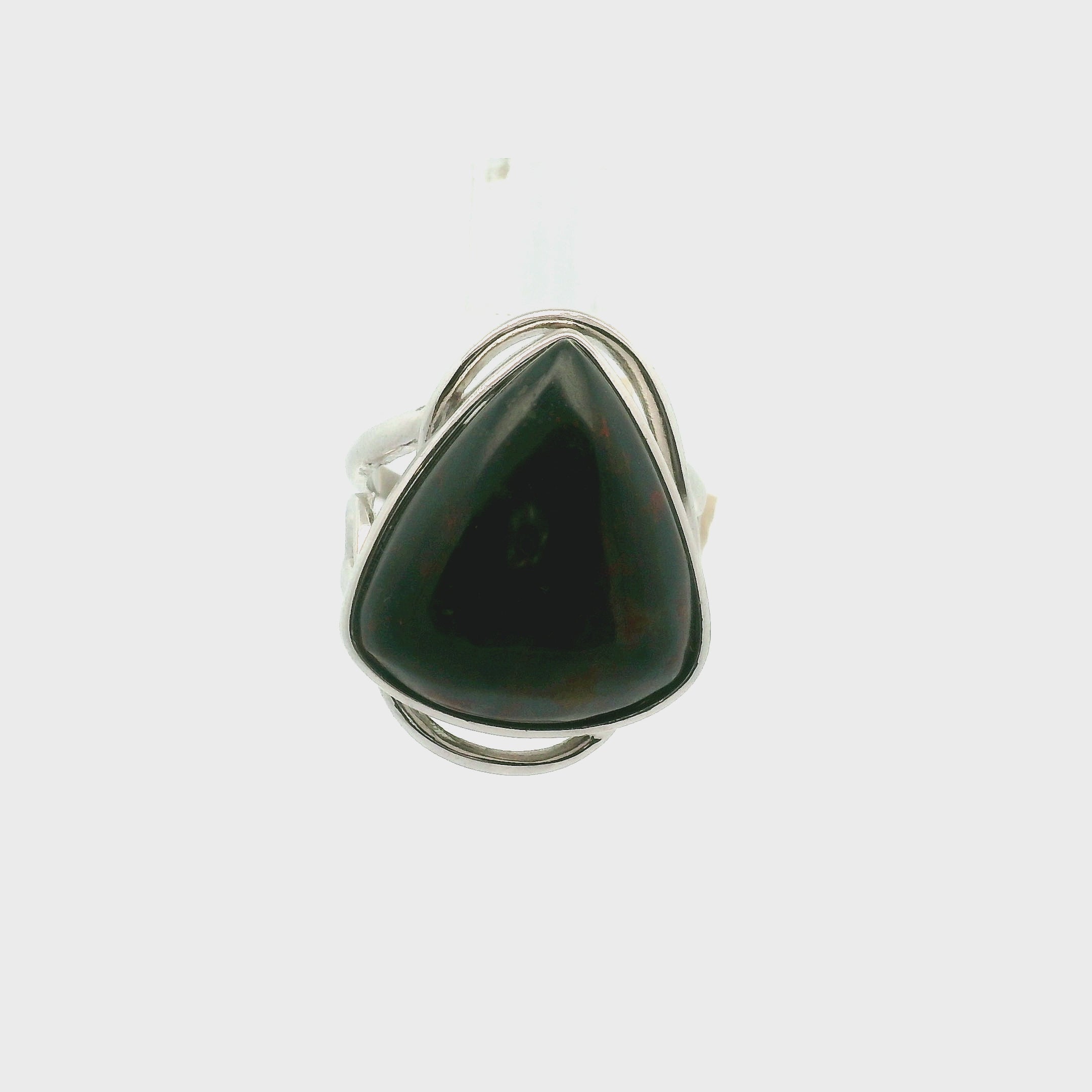 Bloodstone Cuff Ring .925 Silver for Strength, Grounding and Protection