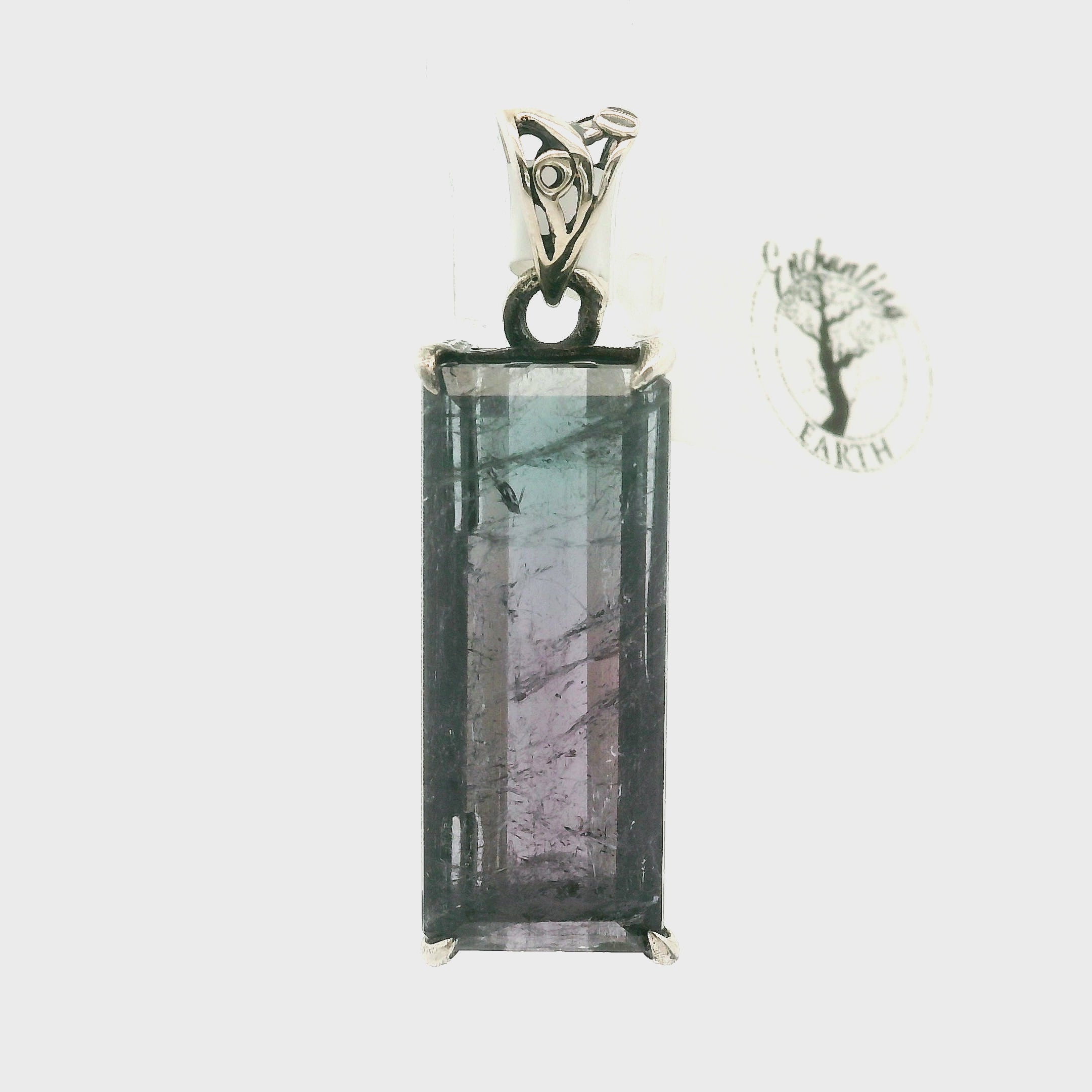 Nightshade Tourmaline Bad Witch Pendant .925 Silver for Spiritual Growth and Renewal