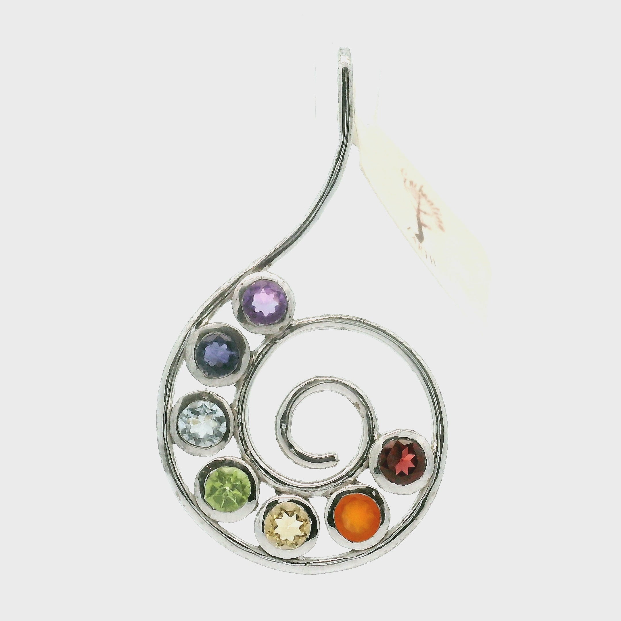 Chakra Spiral Pendant .925 Silver for Balancing and Alignment