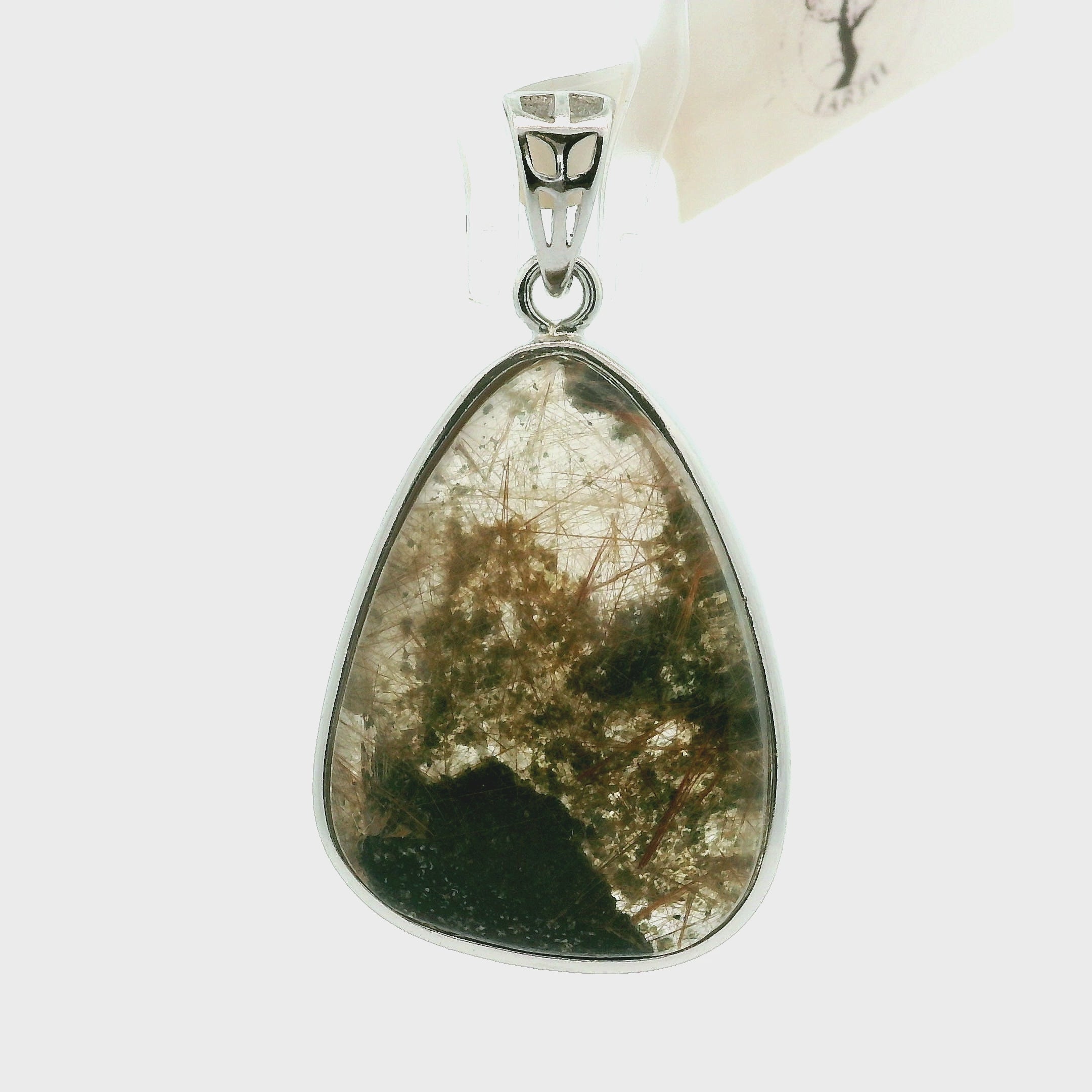 Himalayan Garden Quarts with Gold Rutile Pendant .925 Silver for Insight, Meditation & Shamanic Journey