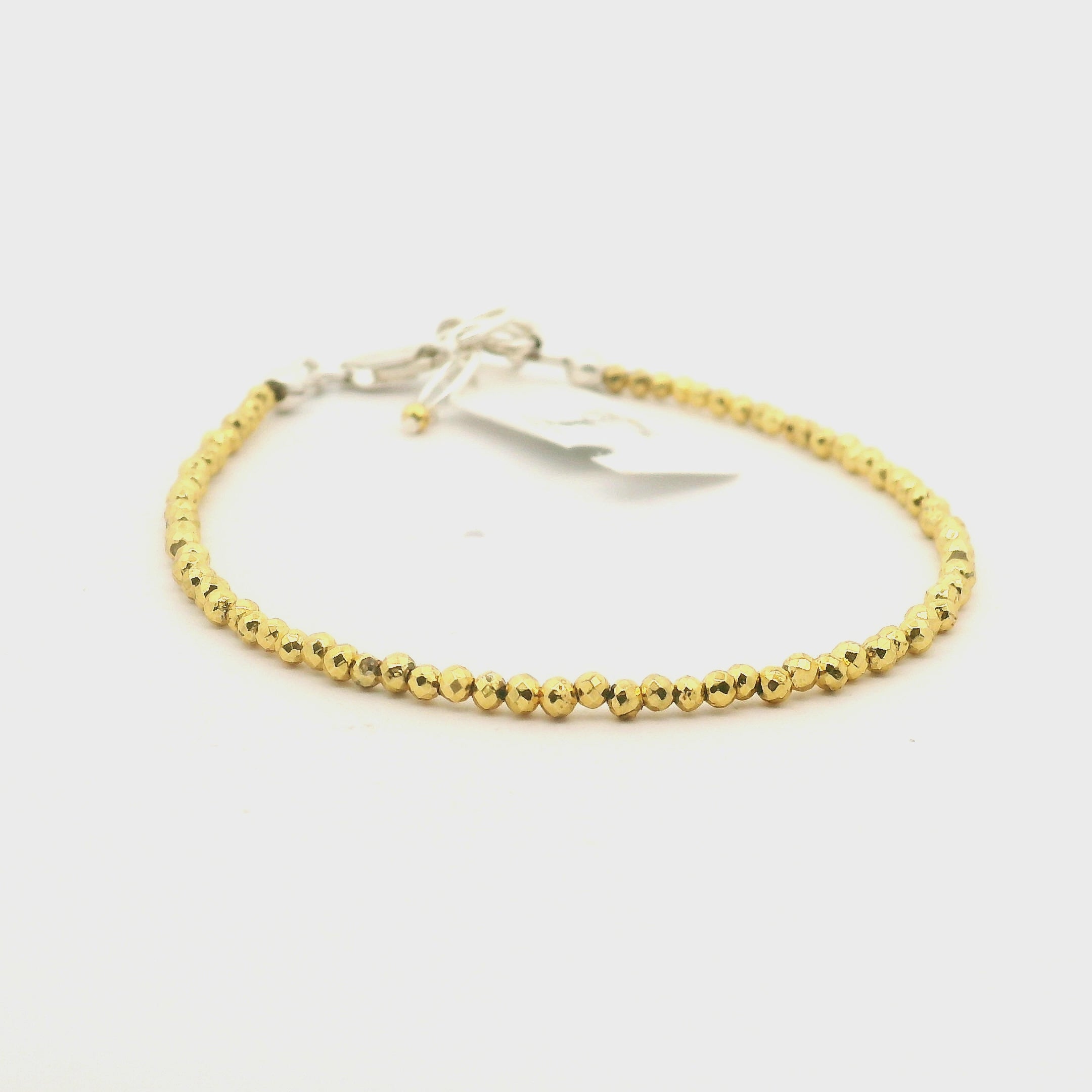 Pyrite Micro Faceted Bracelet 925 Silver for Grounding and Good Luck