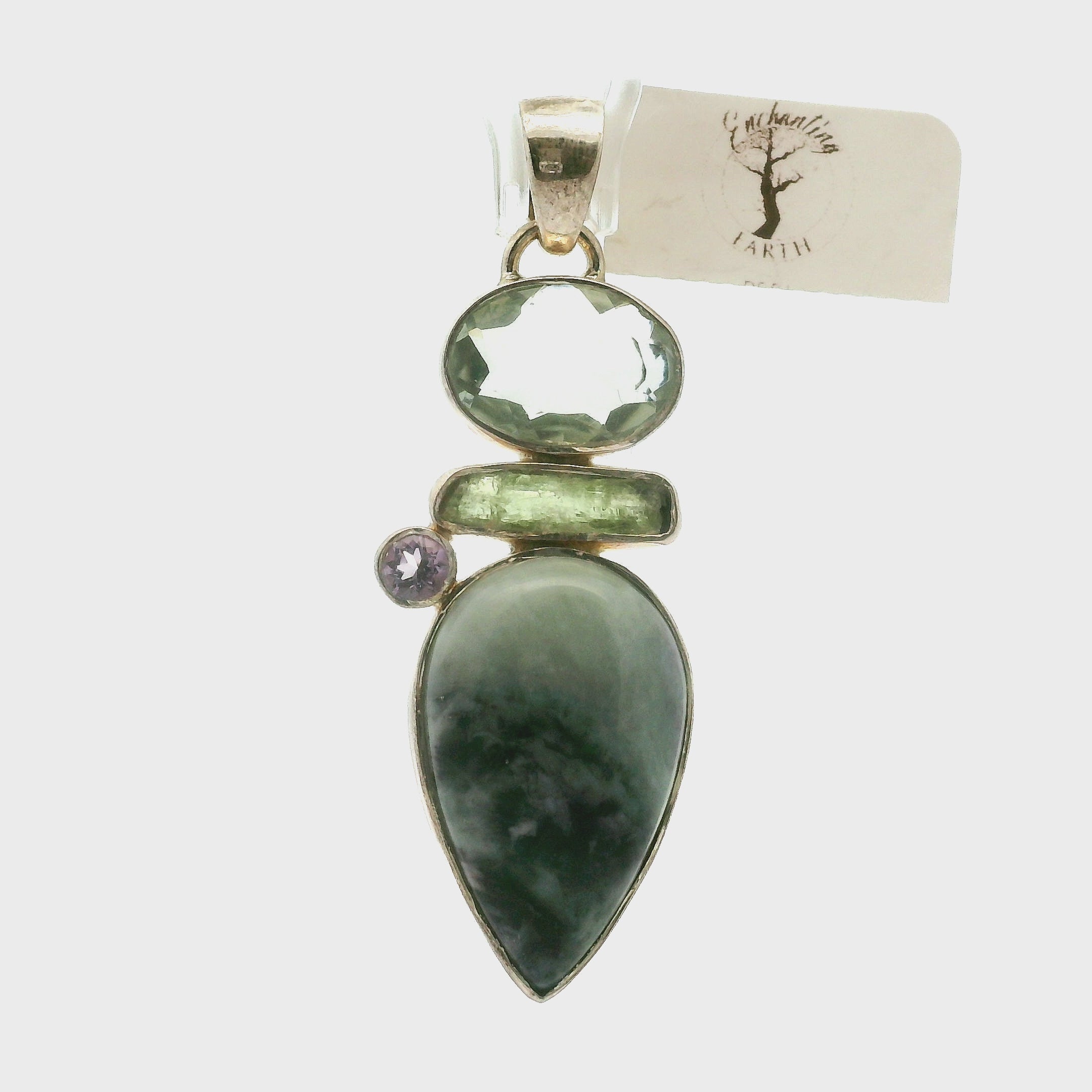 Kammererite Multi-Stone Pendant .925 Silver for Balance, Enlightenment, Harmony and Joy