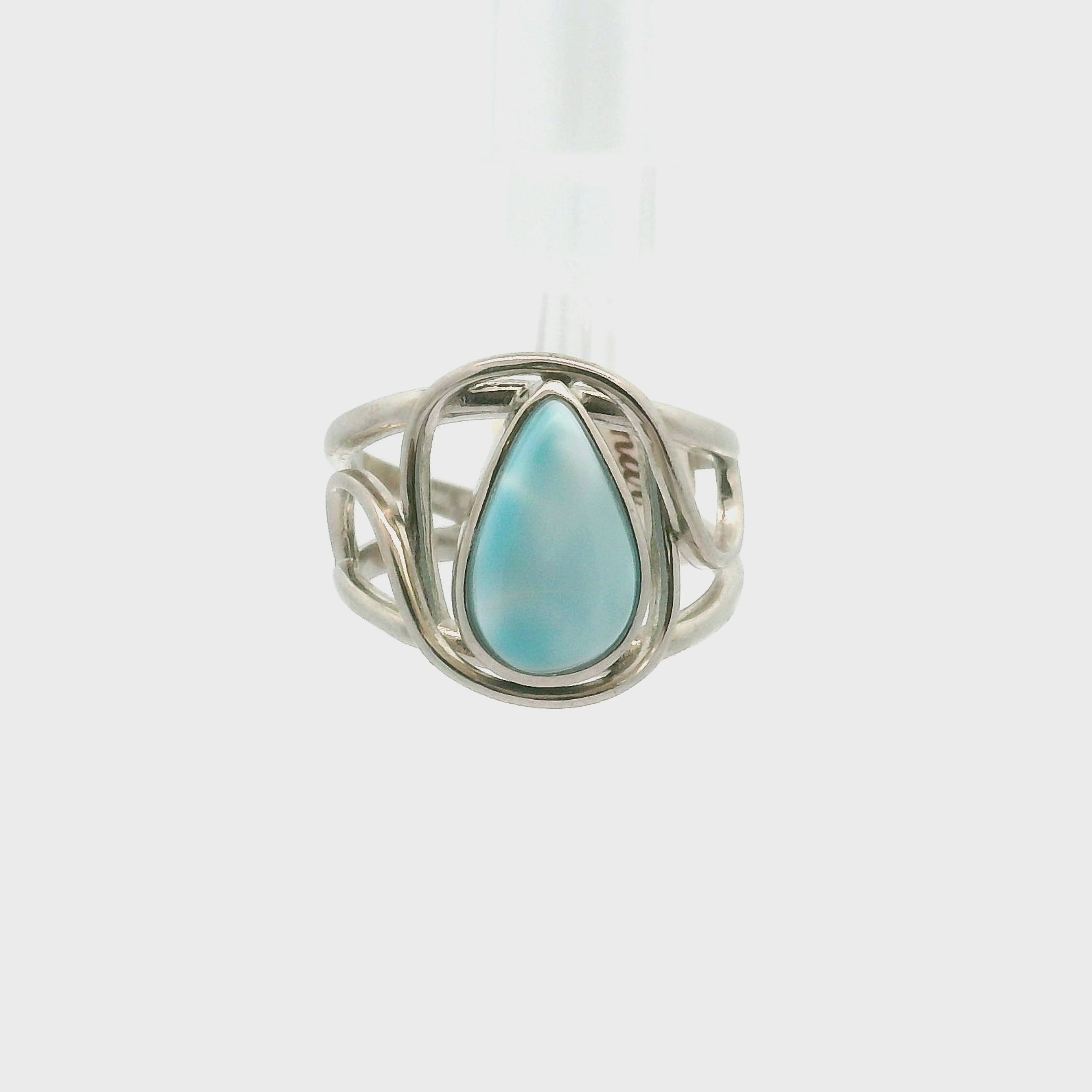 Larimar Midi Cuff Ring .925 Silver for Calmness, Healing, Peace & Tranquility