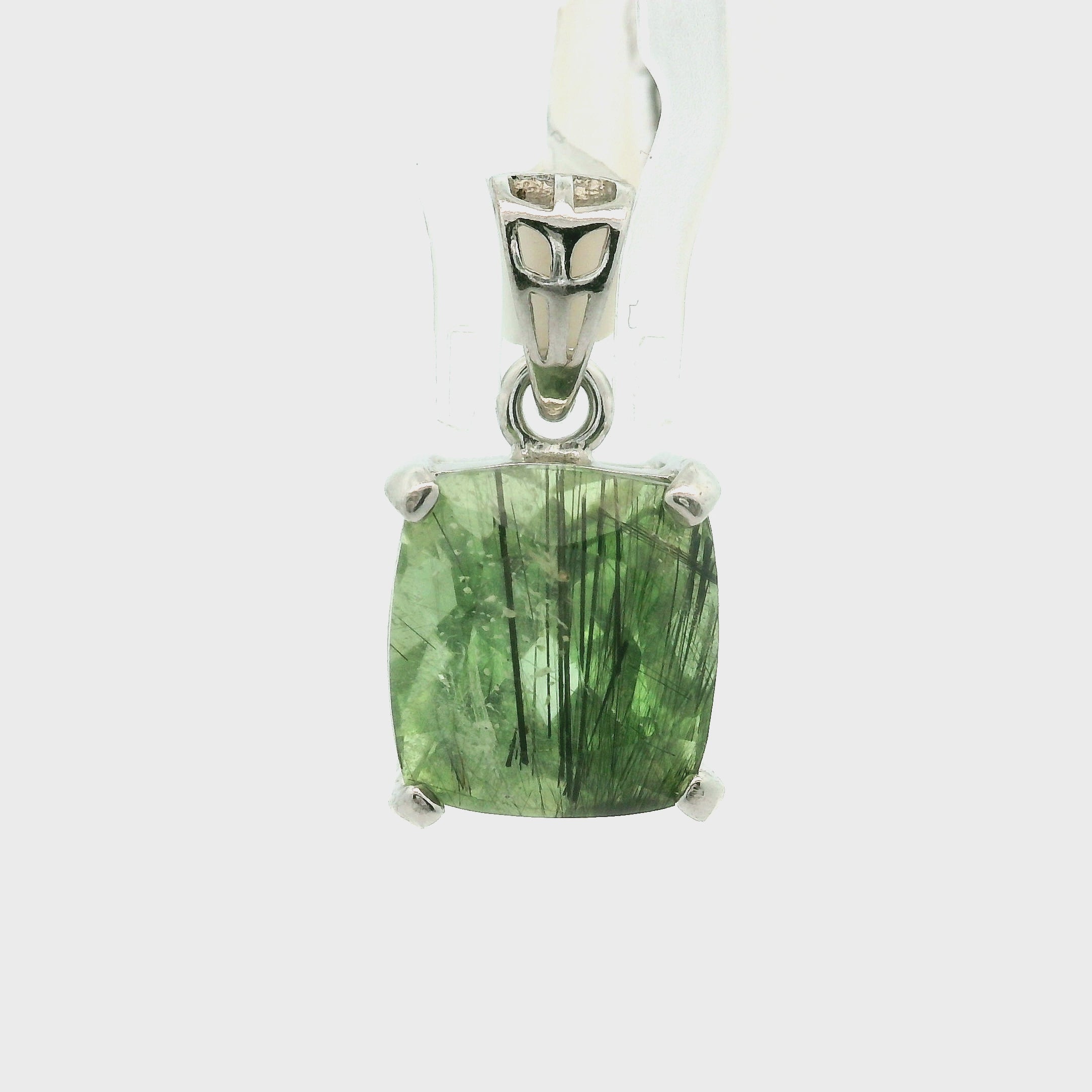 Peridot Ludwigite Pendant .925 Silver for Health and Strength
