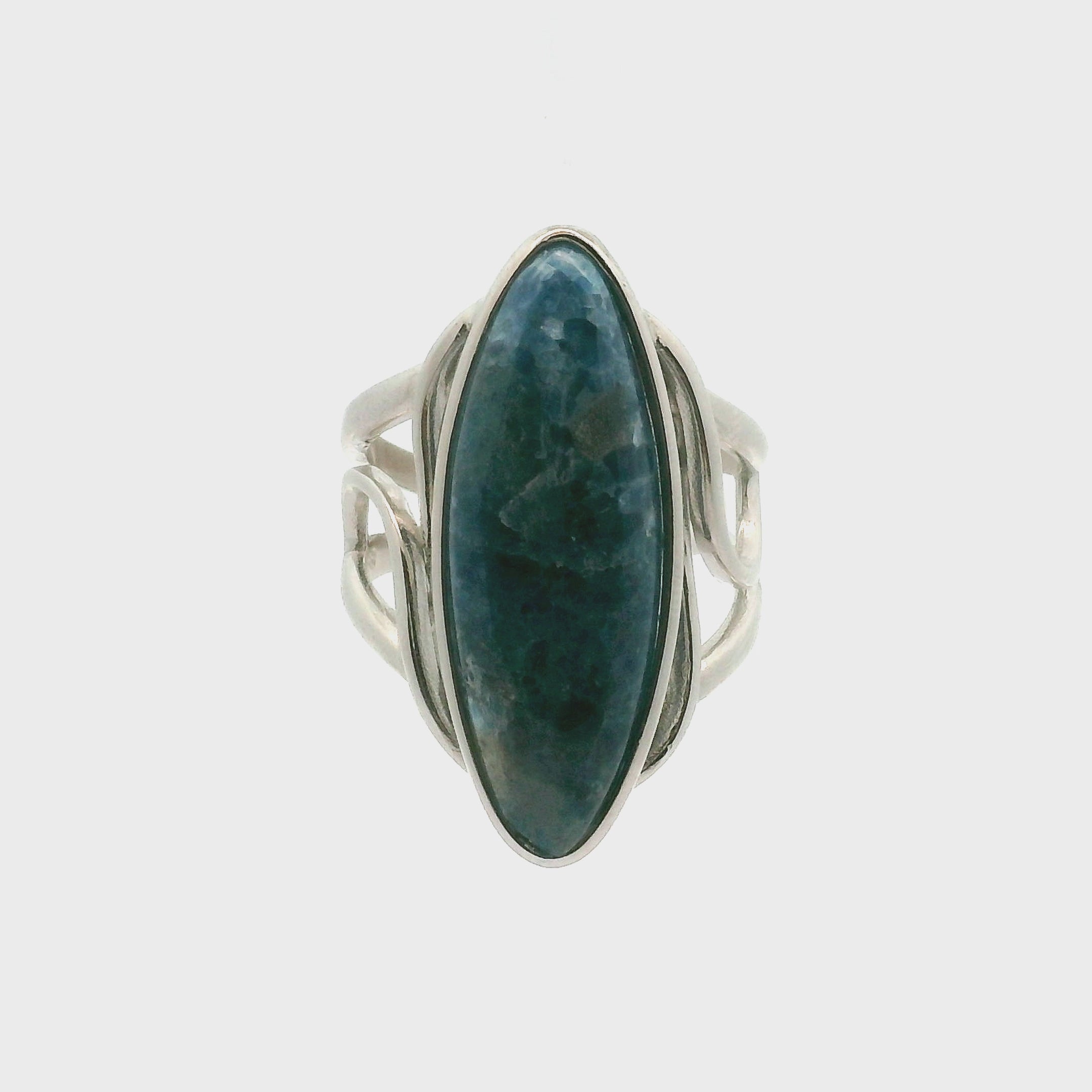 Blue Diopside (Violane) Cuff Ring .925 Silver (High Quality) for Communicating with Angels