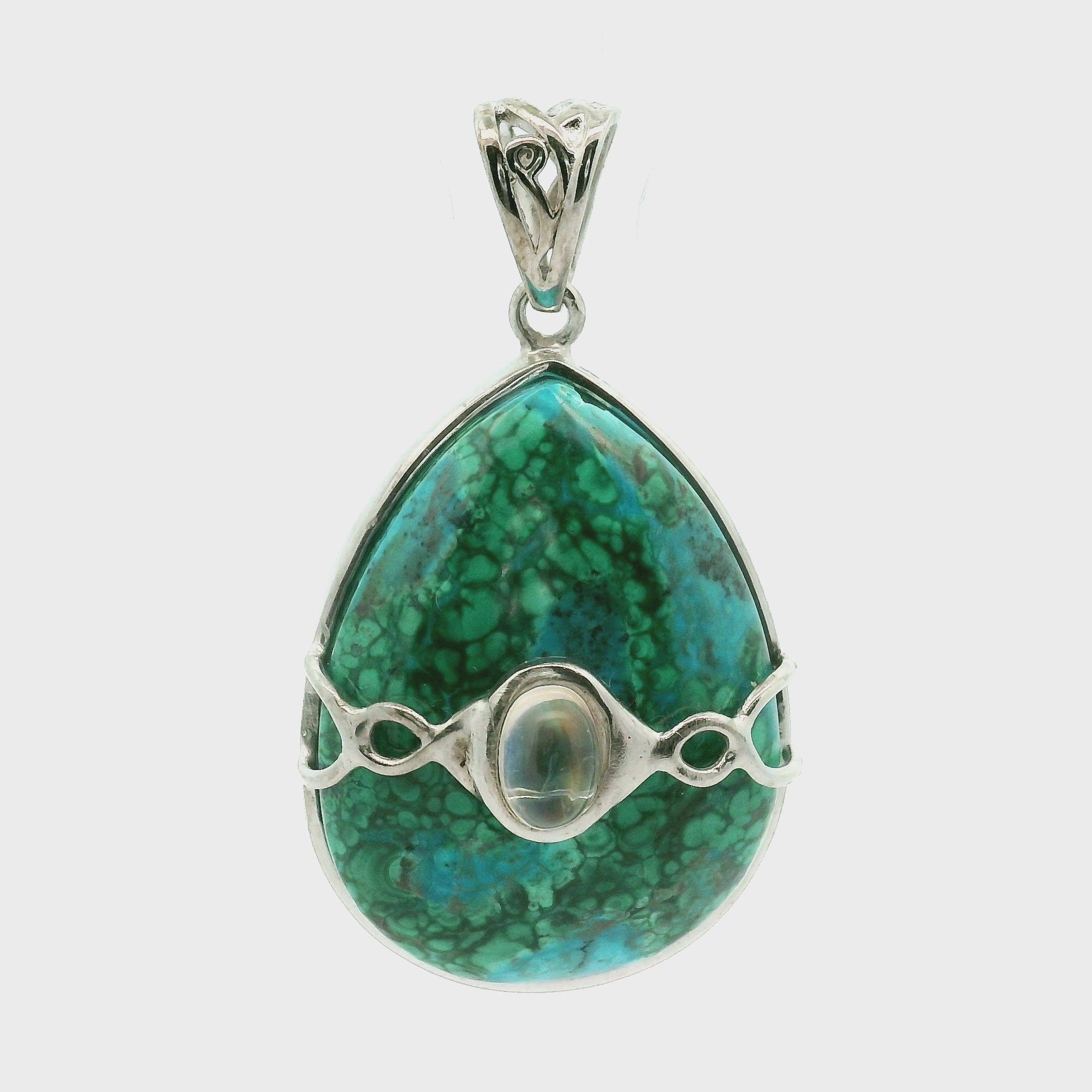 Malachola With Moonstone Pendant .925 Silver for Encouraging Surrender to the Divine Will
