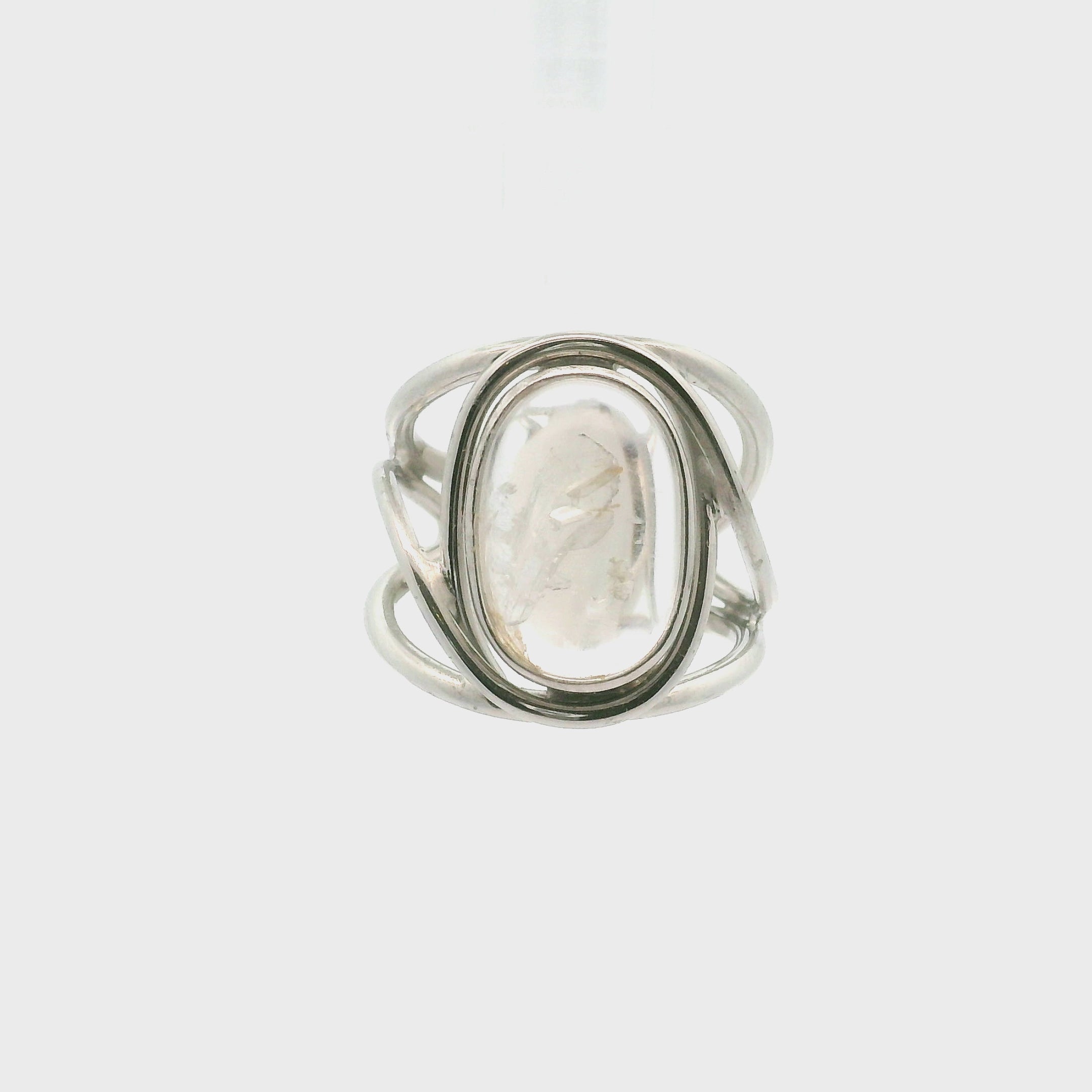 Manifestation Quartz Cuff Ring .925 Silver for Intention Setting and Manifesting your Desires