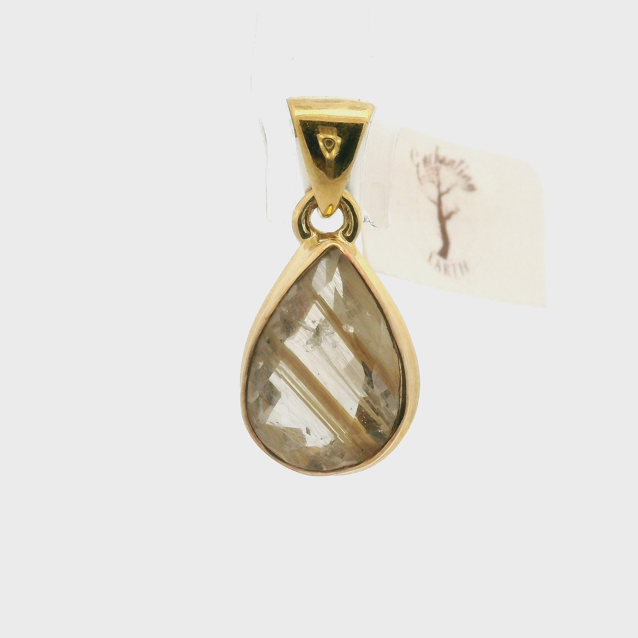 Gold Rutile Pendant .925 Silver with Gold Plating for Insight, Meditation & Shamanic Journey