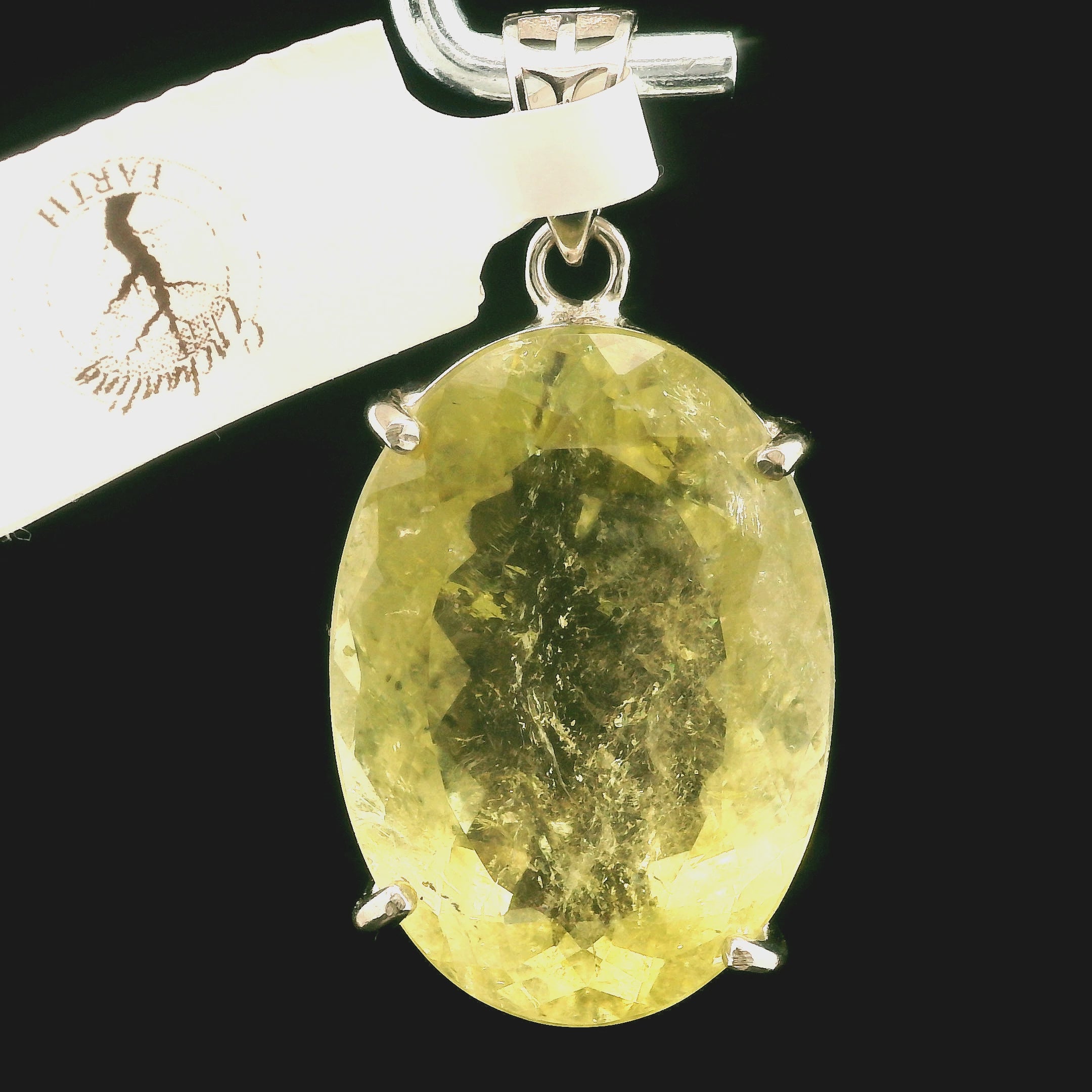 Yellow Tourmaline Pendant .925 Silver for Awareness, Communication and Meditation