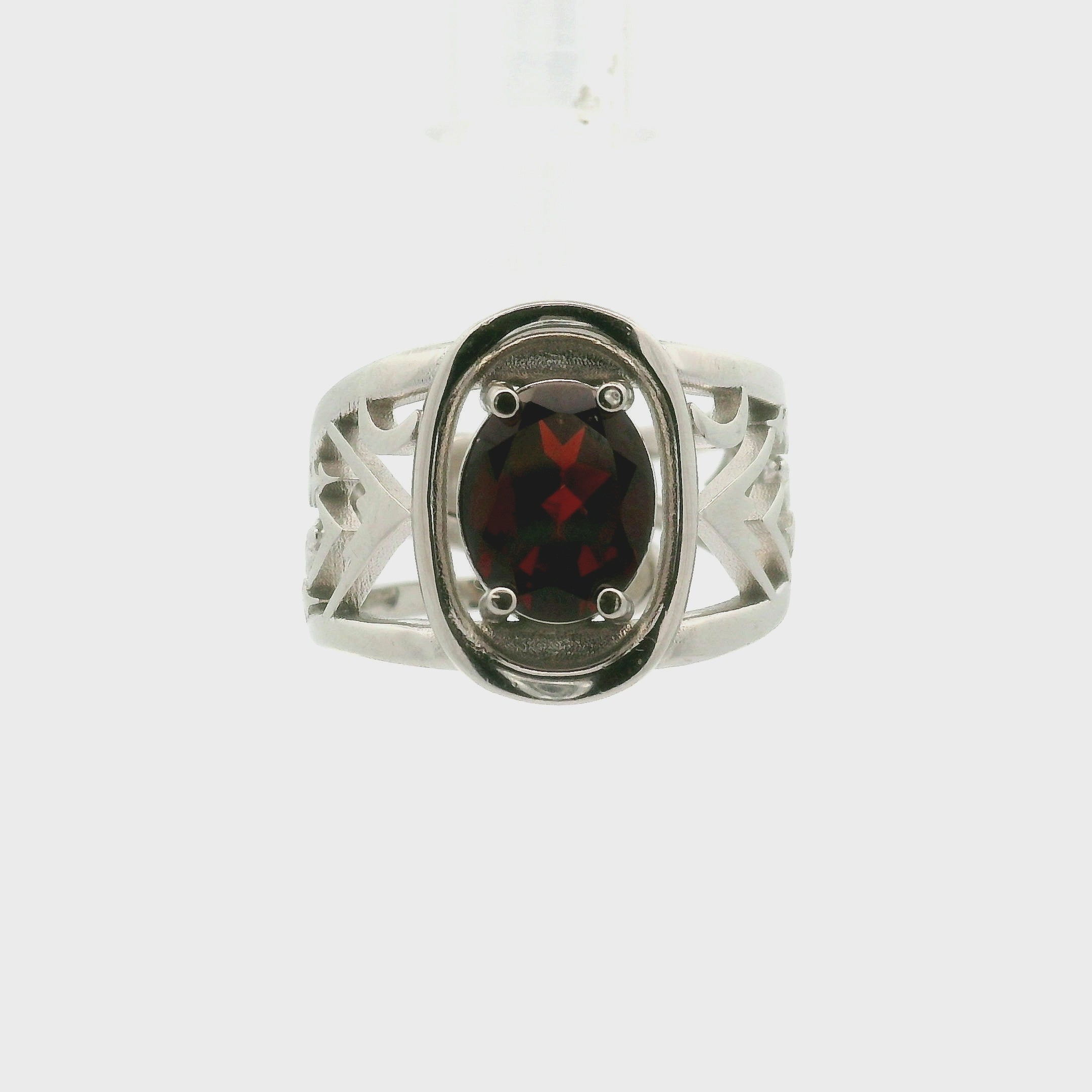 Garnet Sasquatch Cuff Ring .925 Silver for Strength and Connection with Earth