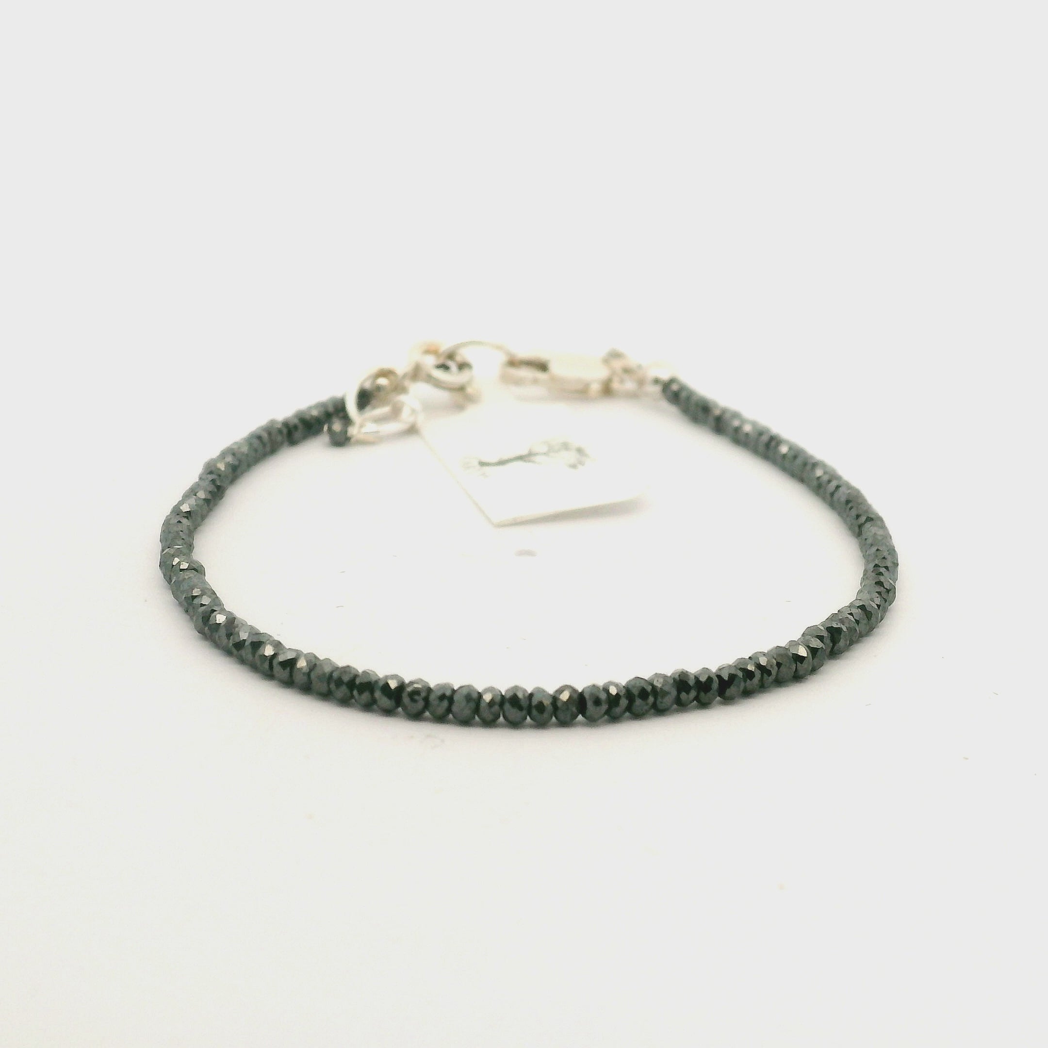 Hematite Micro Faceted Bracelet 925 Silver for Deep Transformation and Grounding