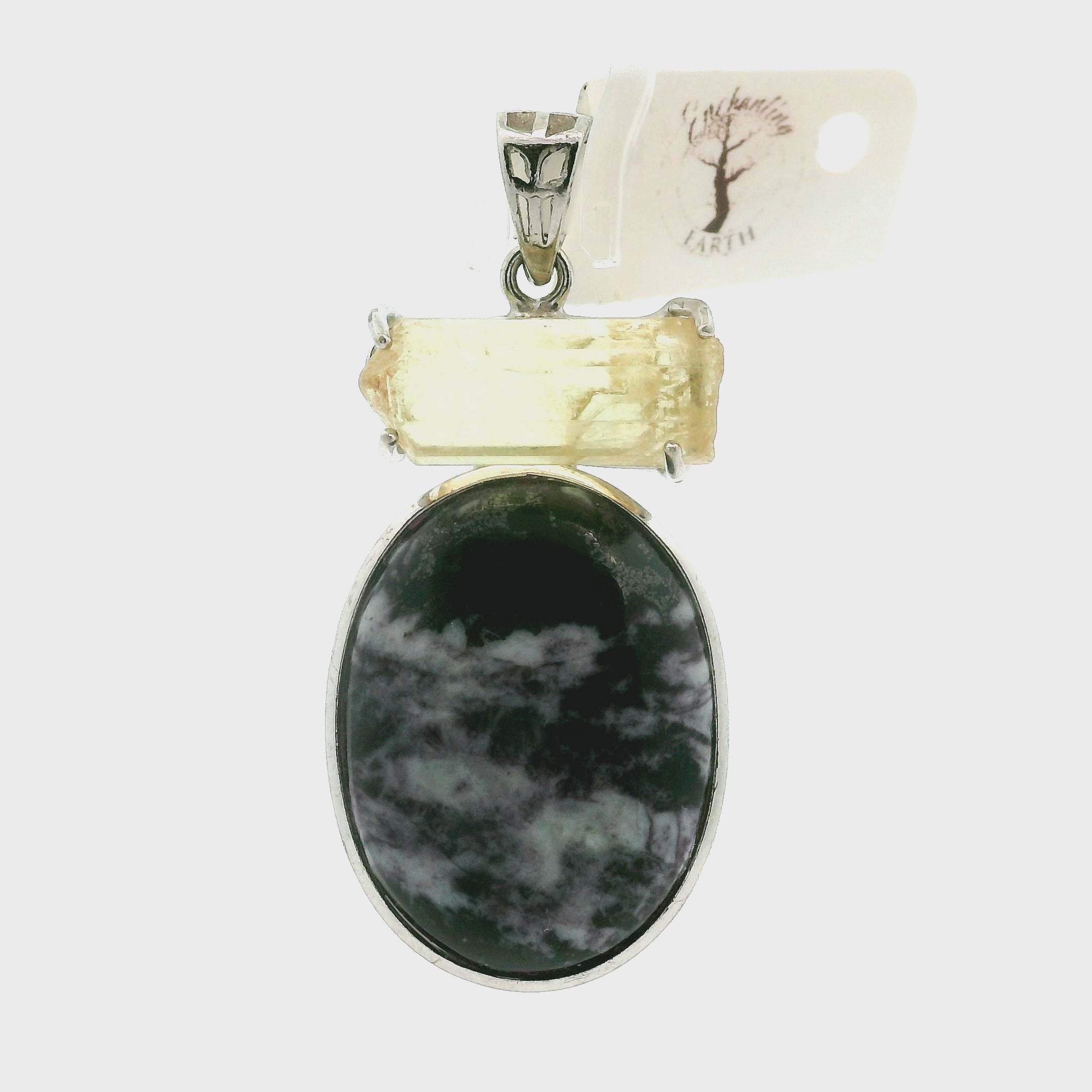 Kammererite with Golden Yellow Apatite Pendant .925 Silver for Revitalized Energy, Balance and Manifesting