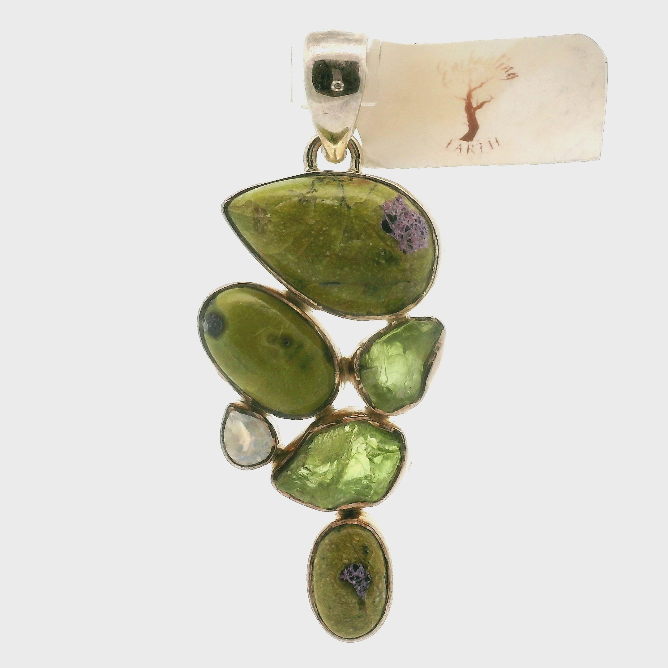 Atlantisite Peridot and Moonstone Pendant for Awareness, Emotional Maturity & Improved Self Esteem