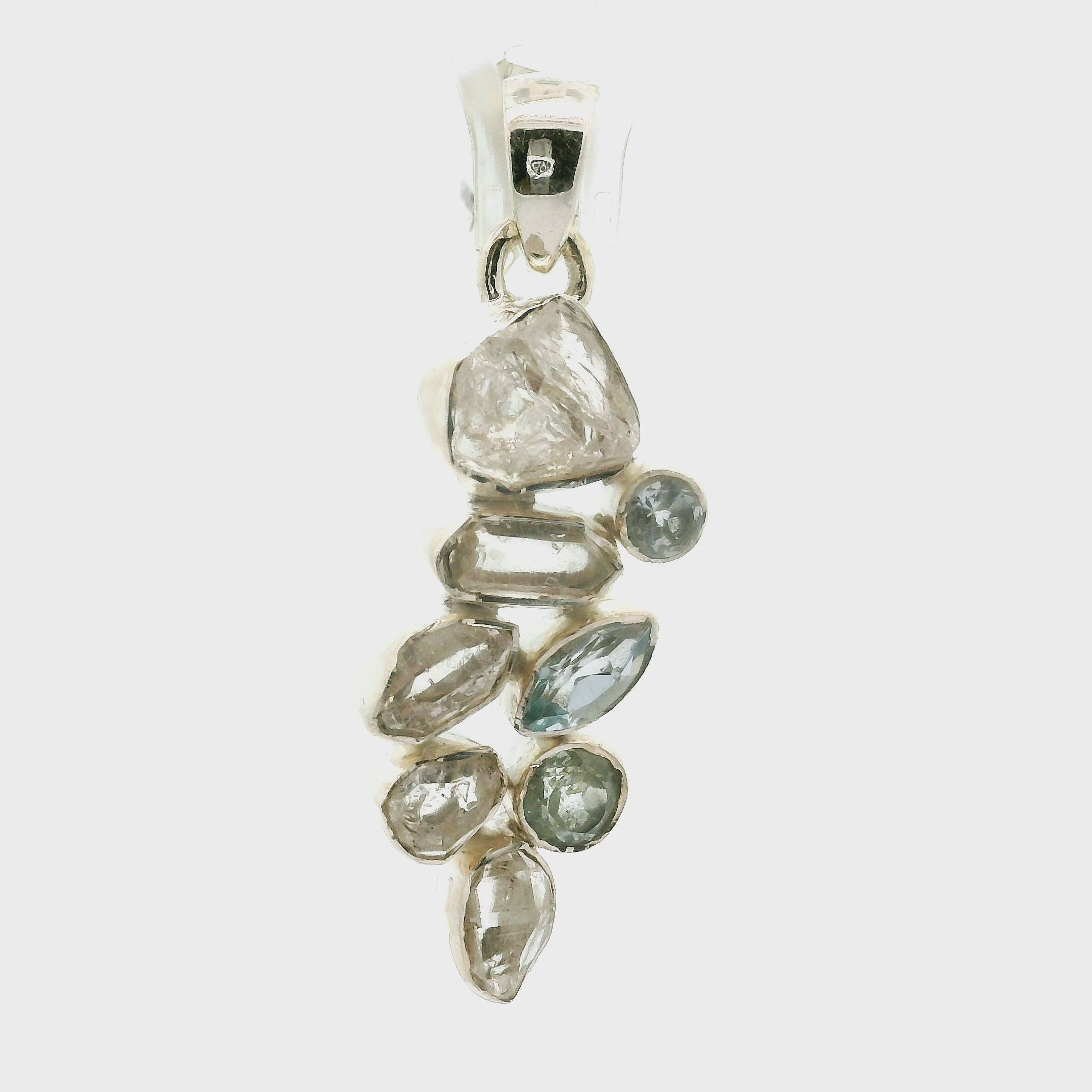 Blue Topaz Multi-Stone Pendant .925 Silver for Higher Levels of Awareness, Peaceful Communication and Clarity