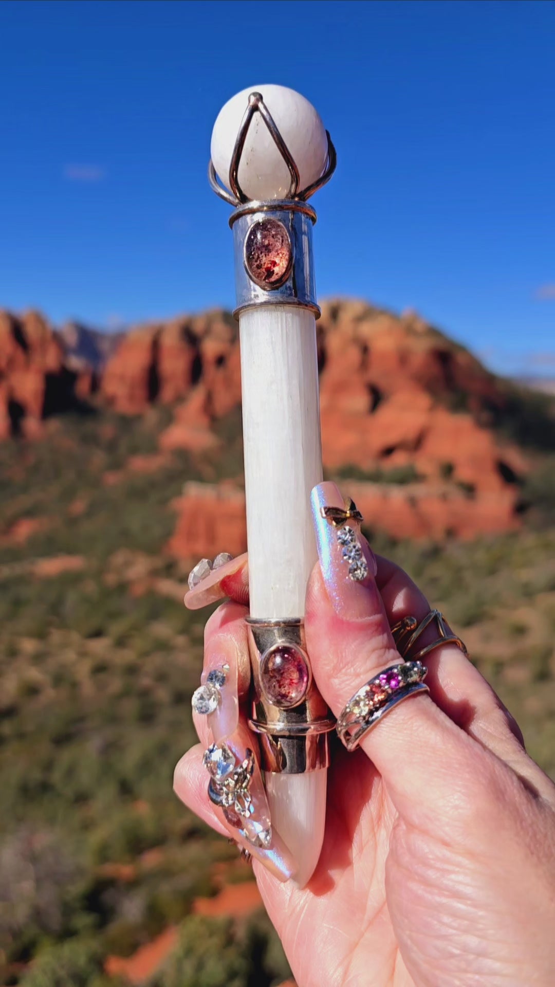 One of a Kind Collector Wand ~ Scolecite with Lepidocrocite Gemstones for Ancestral Healing and Divine Wisdom