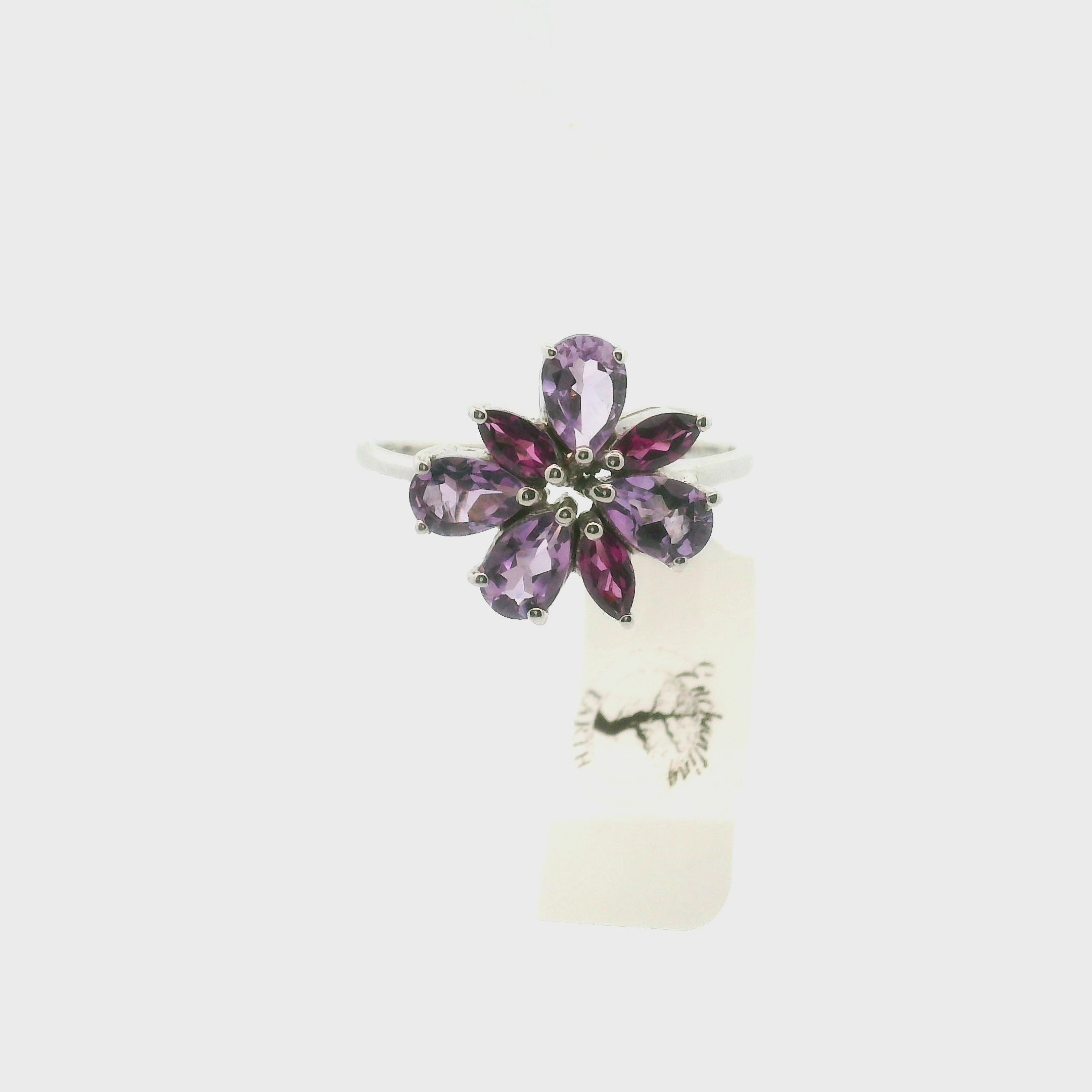 Amethyst Flower Ring .925 Silver for Enhancing your Intuitive Gifts