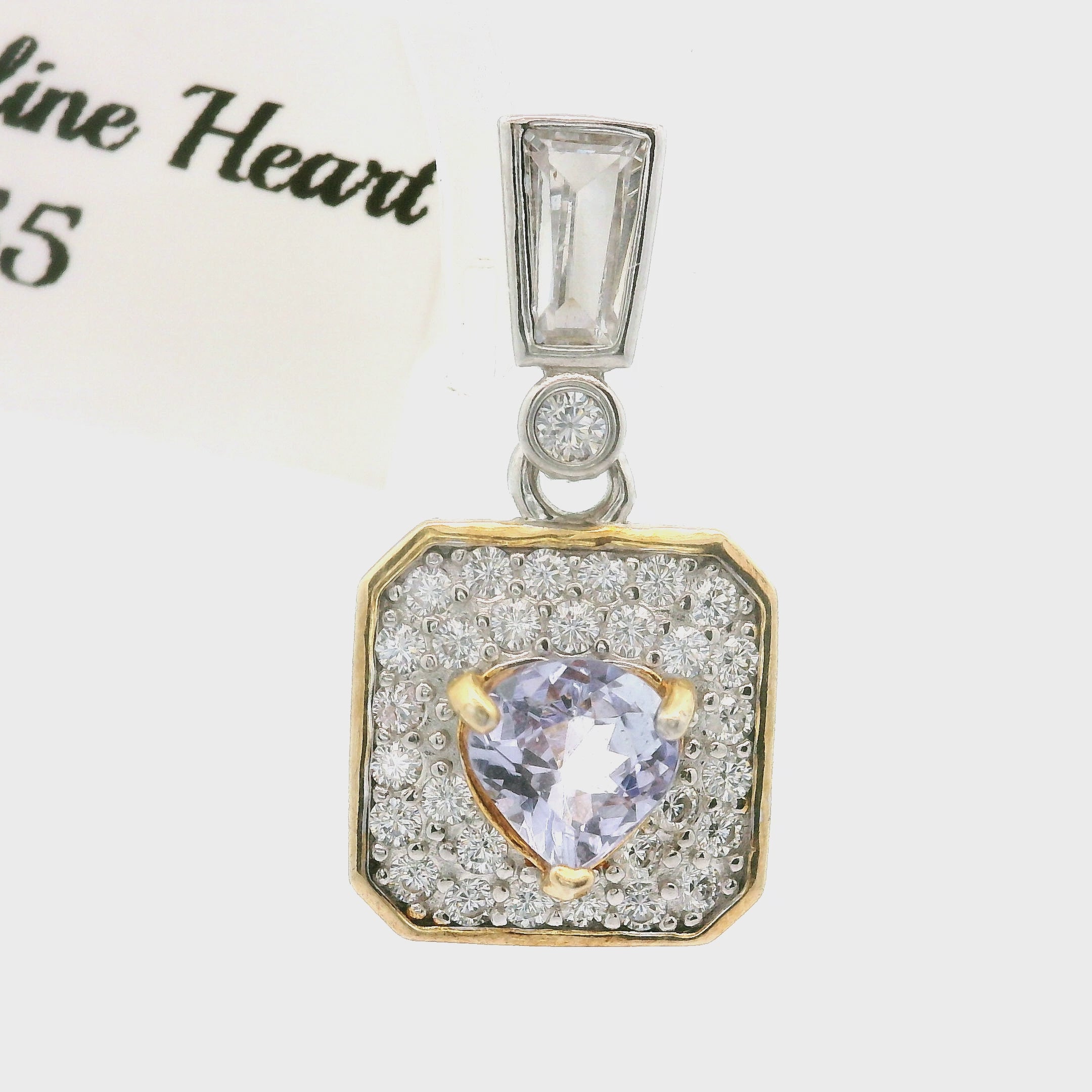 Tanzanite Heart Pendant .925 Silver with Gold Edging for Elevating your Consciousness
