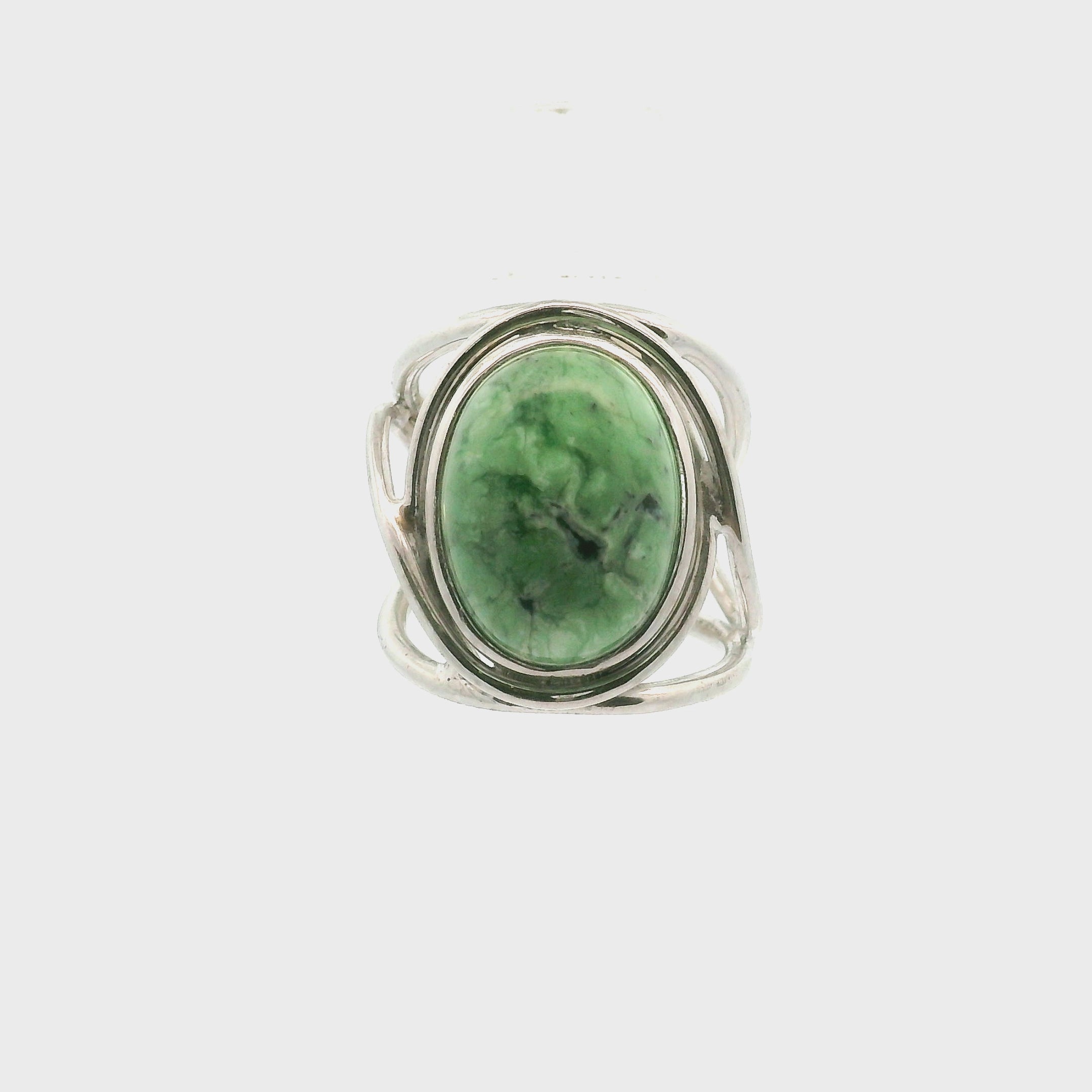 New Lander Variscite Adjustable Cuff Ring .925 Silver for Emotional Healing, Joy, Love and Prosperity
