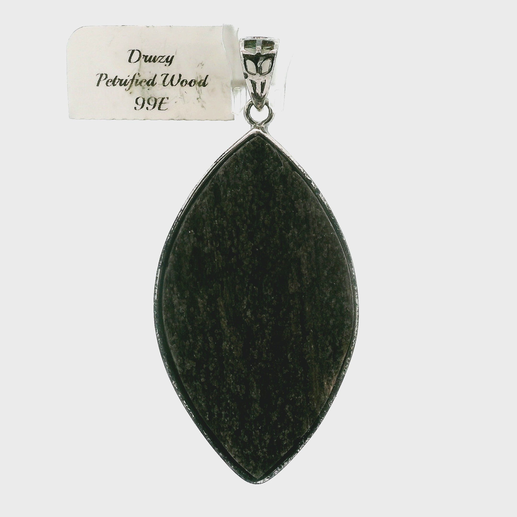 Druzy Petrified Wood Pendant 925 Silver for Ancient Knowledge, Power and Strength