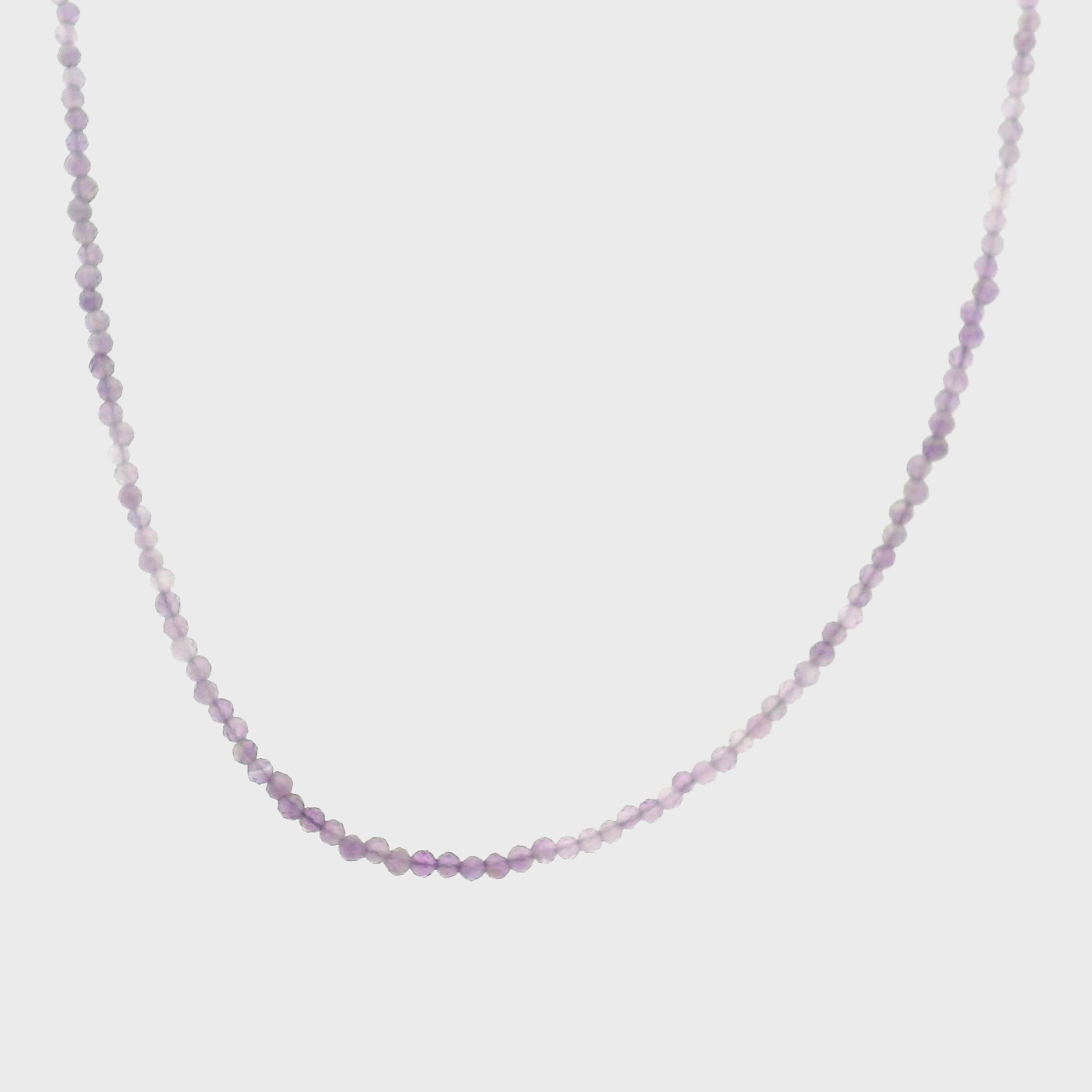 Amethyst Micro Faceted Choker/Layering Necklace 925 Silver for Intuition and Clarity