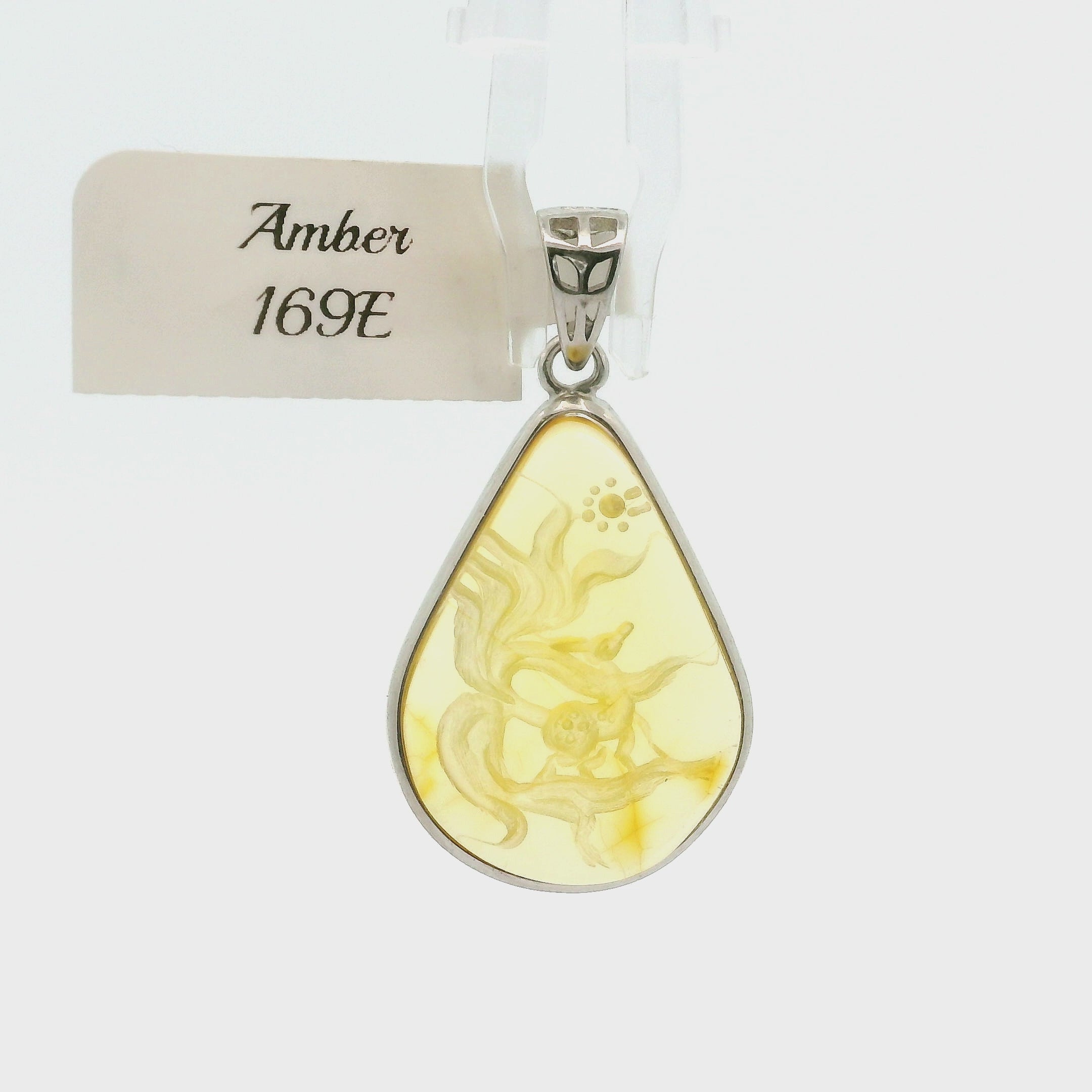 Baltic Amber Ninetails Pendant .925 Silver for Prosperity and Joy