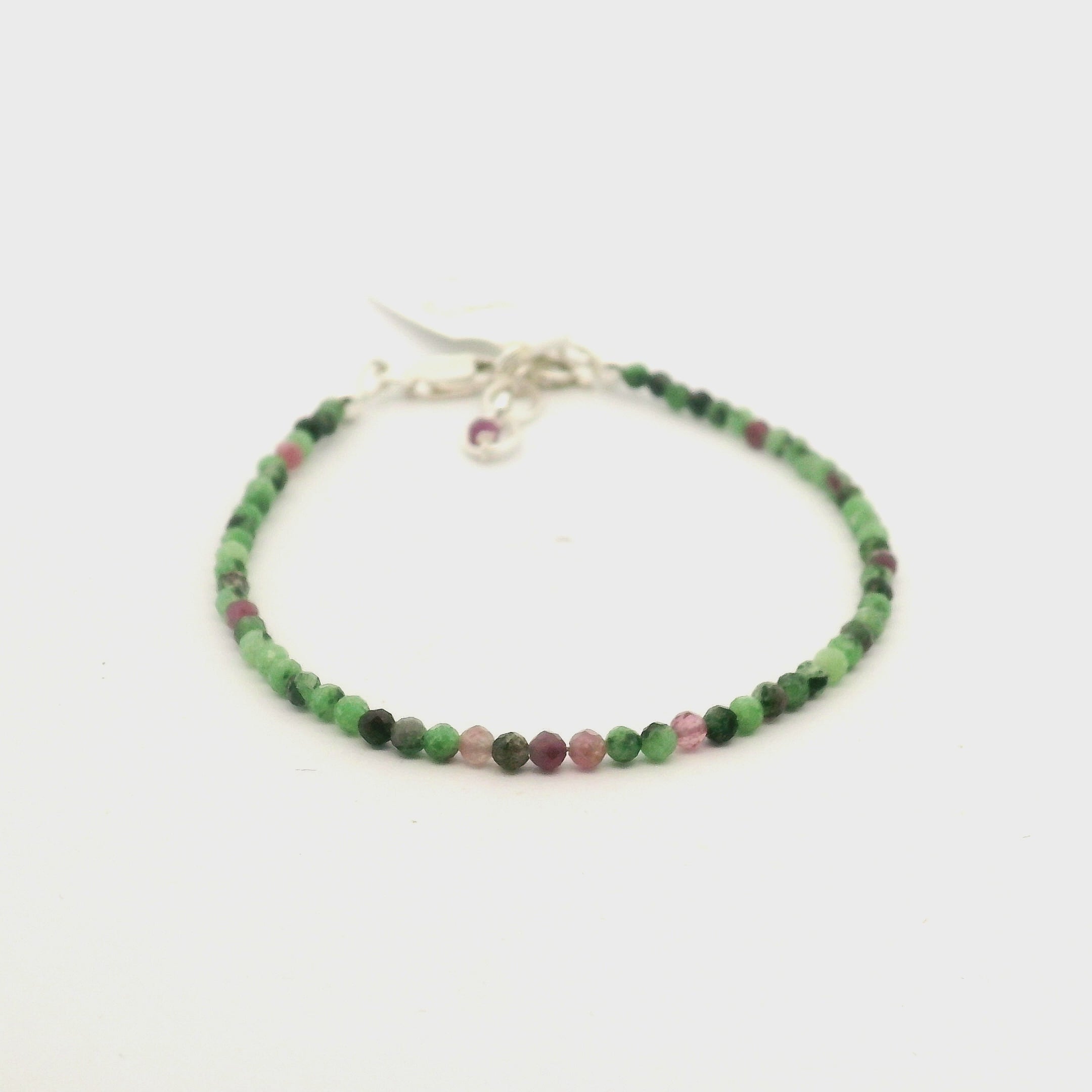 Ruby in Zoisite Micro Faceted Bracelet 925 Silver for Passion and Rejuvenation