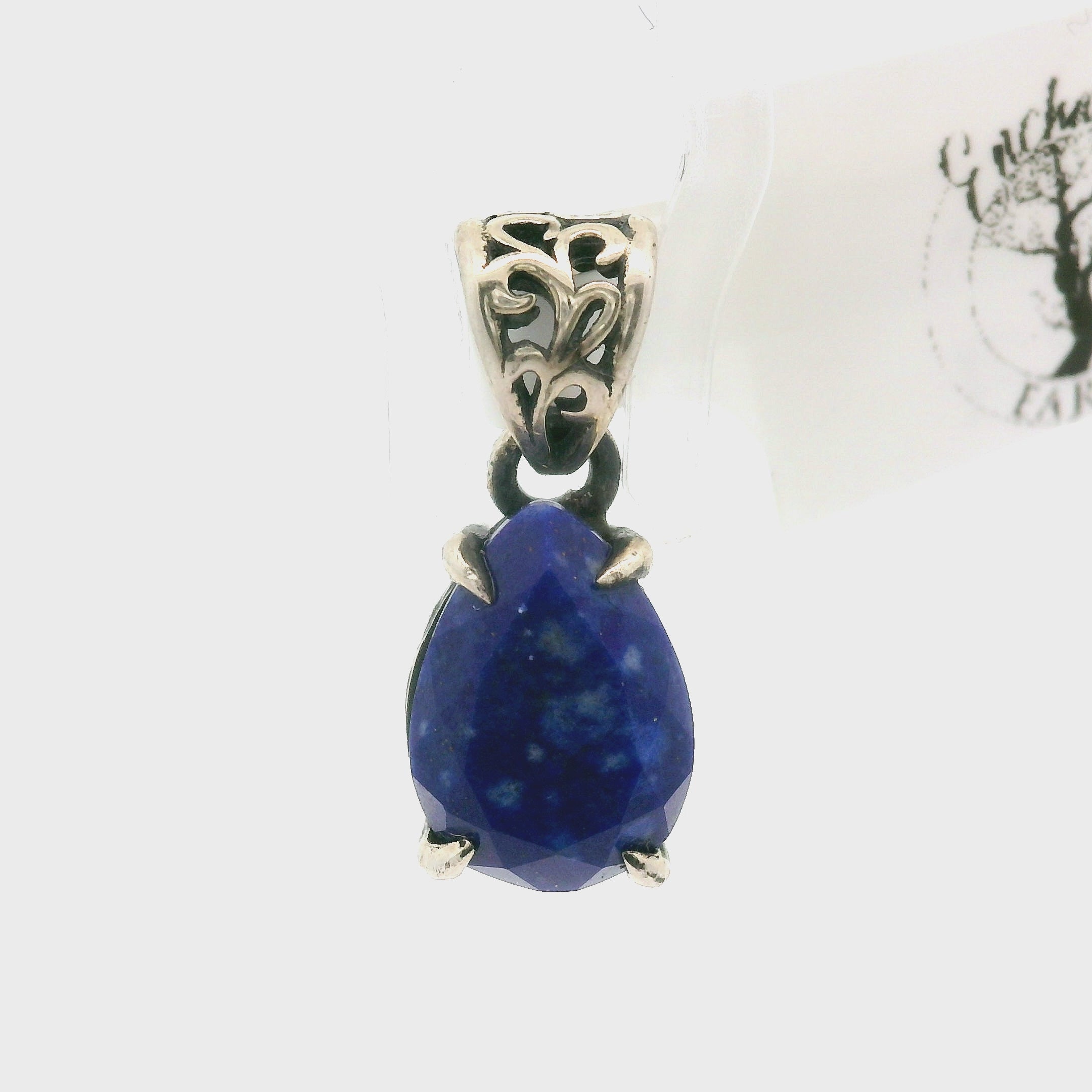 Lapis Lazuli Faceted Bad Witch Pendant .925 Silver for Power & Confidence