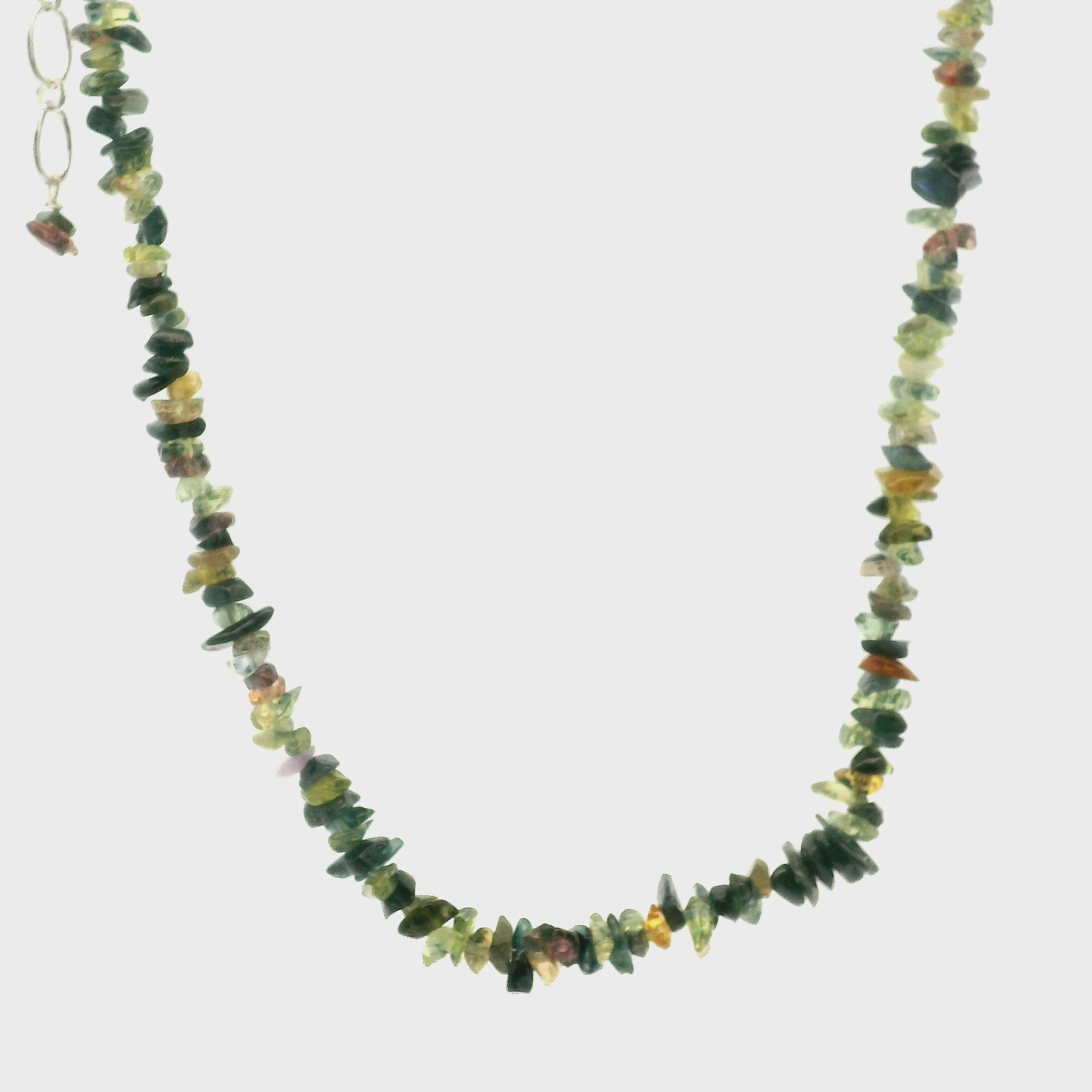 Multi Color Sapphire Chip Necklace 925 Silver for Enhancing Learning, Mental Strength & Supporting Life Force Energy