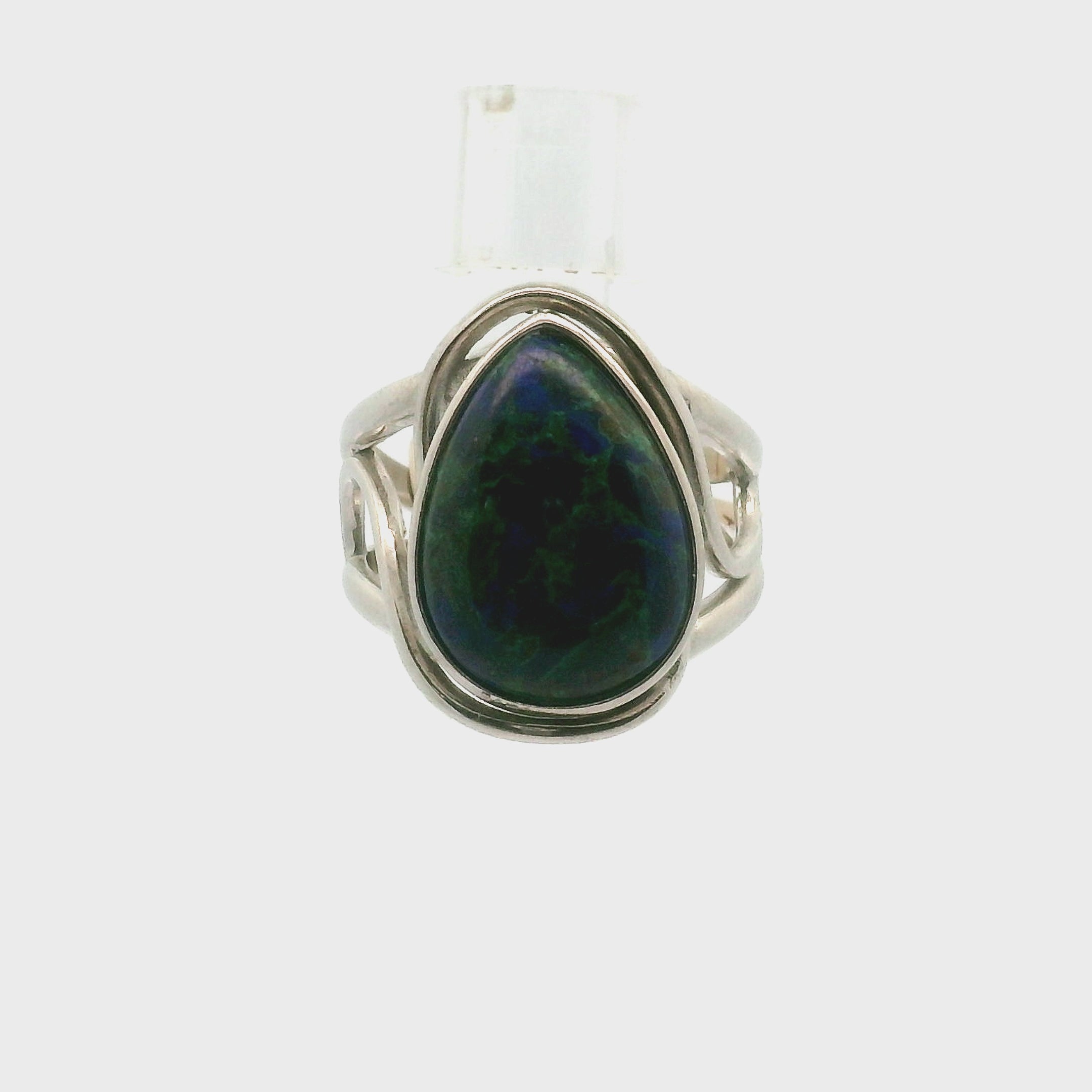 Azurite with Malachite Cuff Ring .925 Silver for Embracing Divine Feminine Power and Healing
