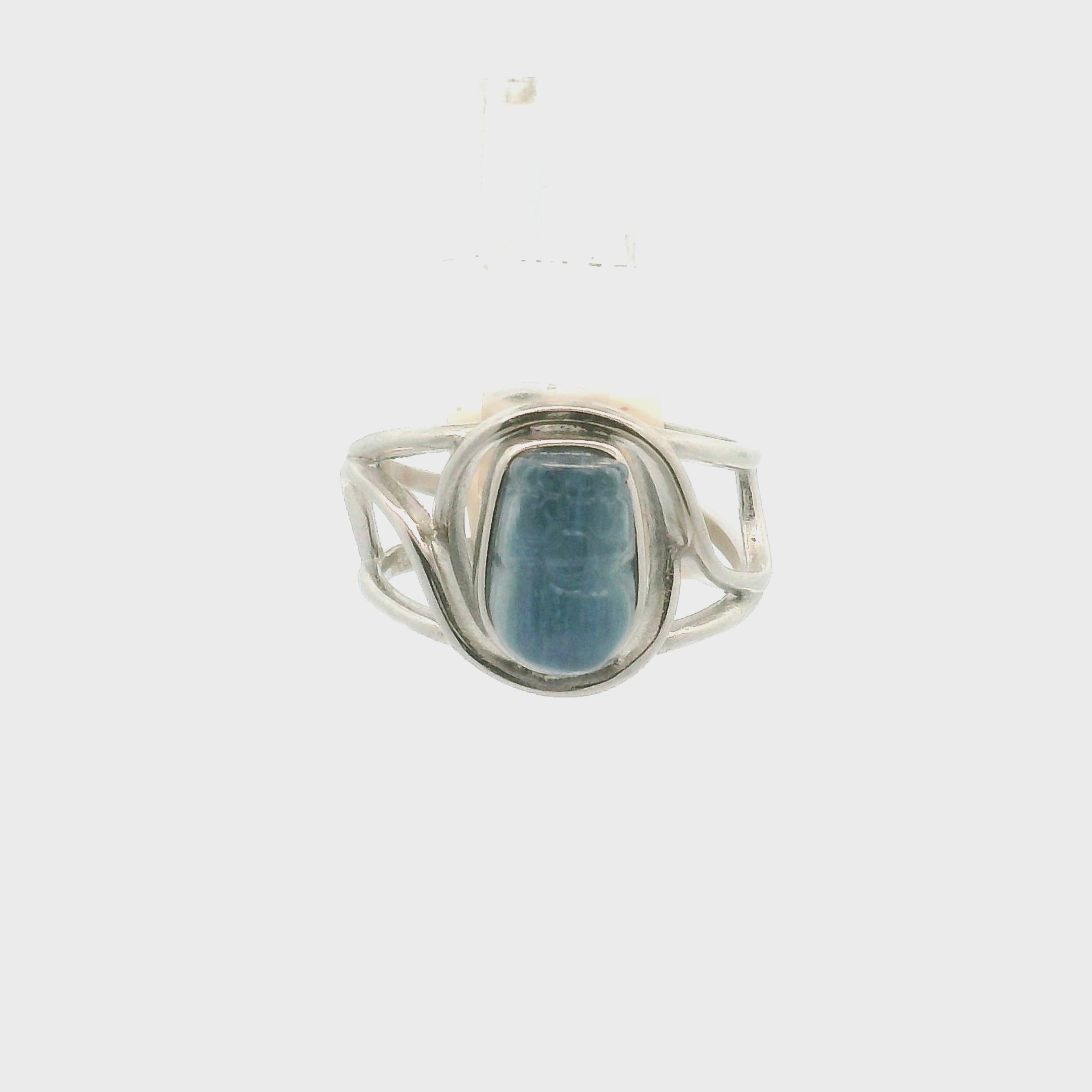Kyanite Pixchu Cuff Ring .925 Silver for Enhancing Flow of Energy, Intuition & Lucid Dreaming