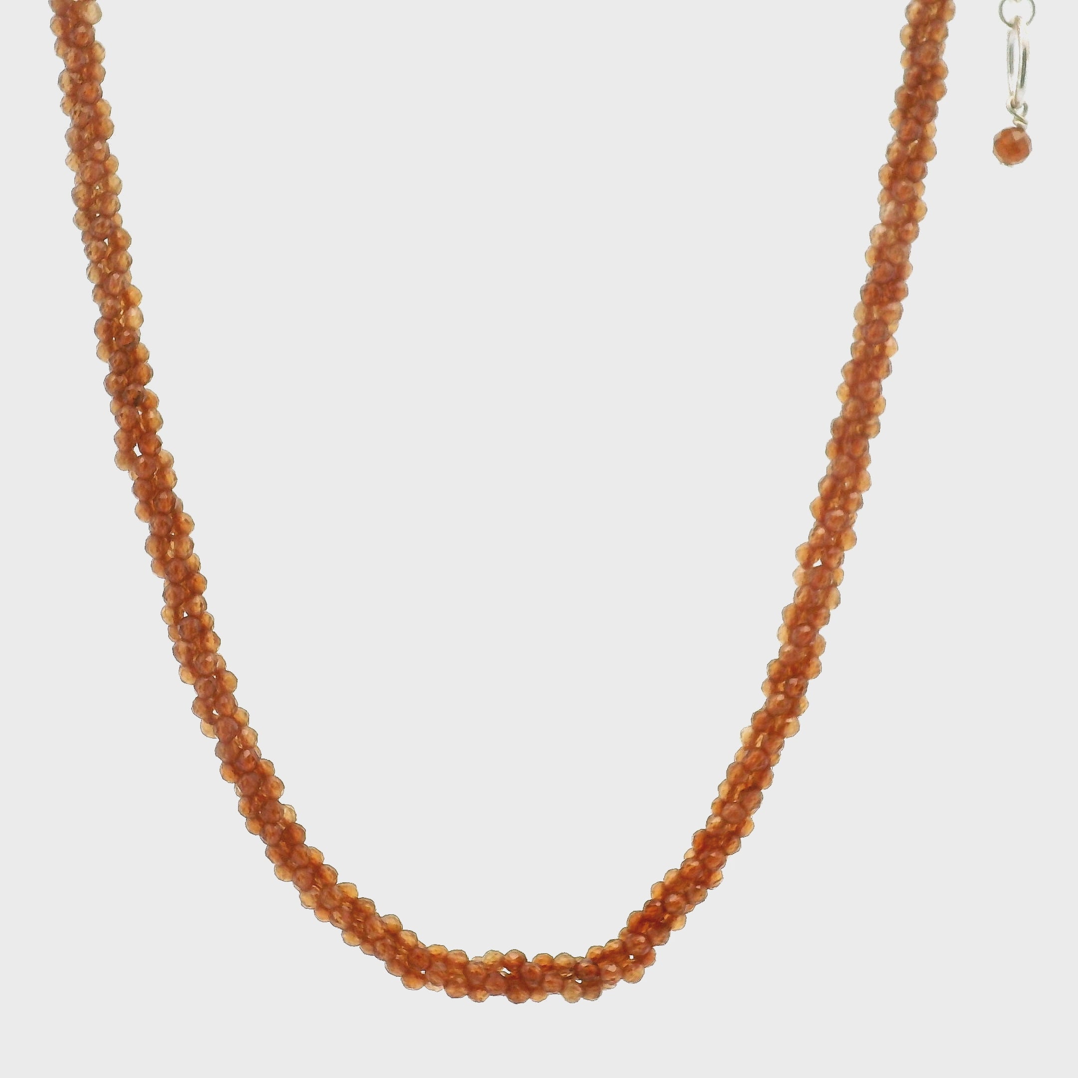 Hessonite Garnet Braided Micro Faceted Necklace for Manifesting Love and Success in your Career, Protection and Wealth