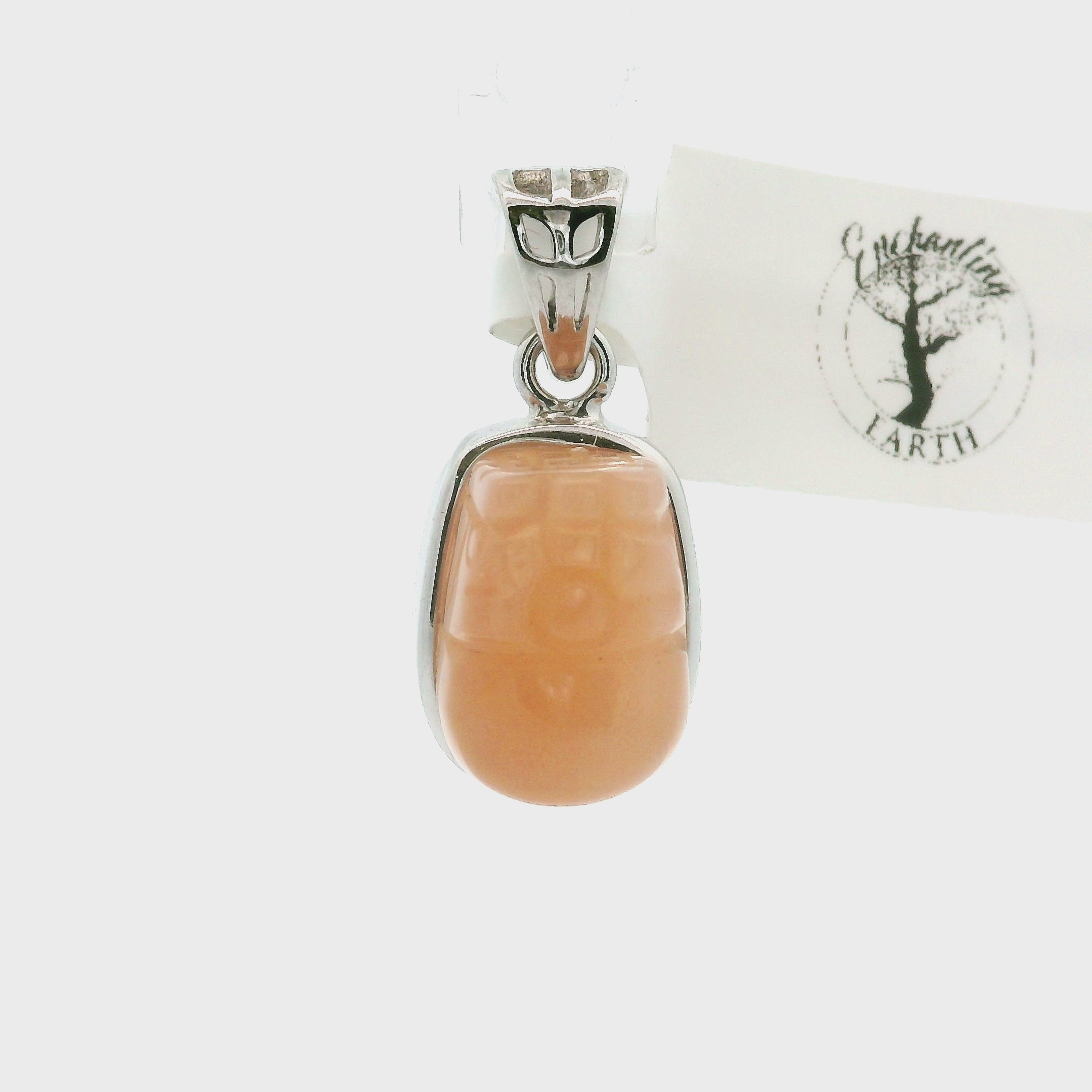 Peach Moonstone Pixiu Pendant .925 Silver for New Beginnings, Artistic Expression, Creativity & Manifestation