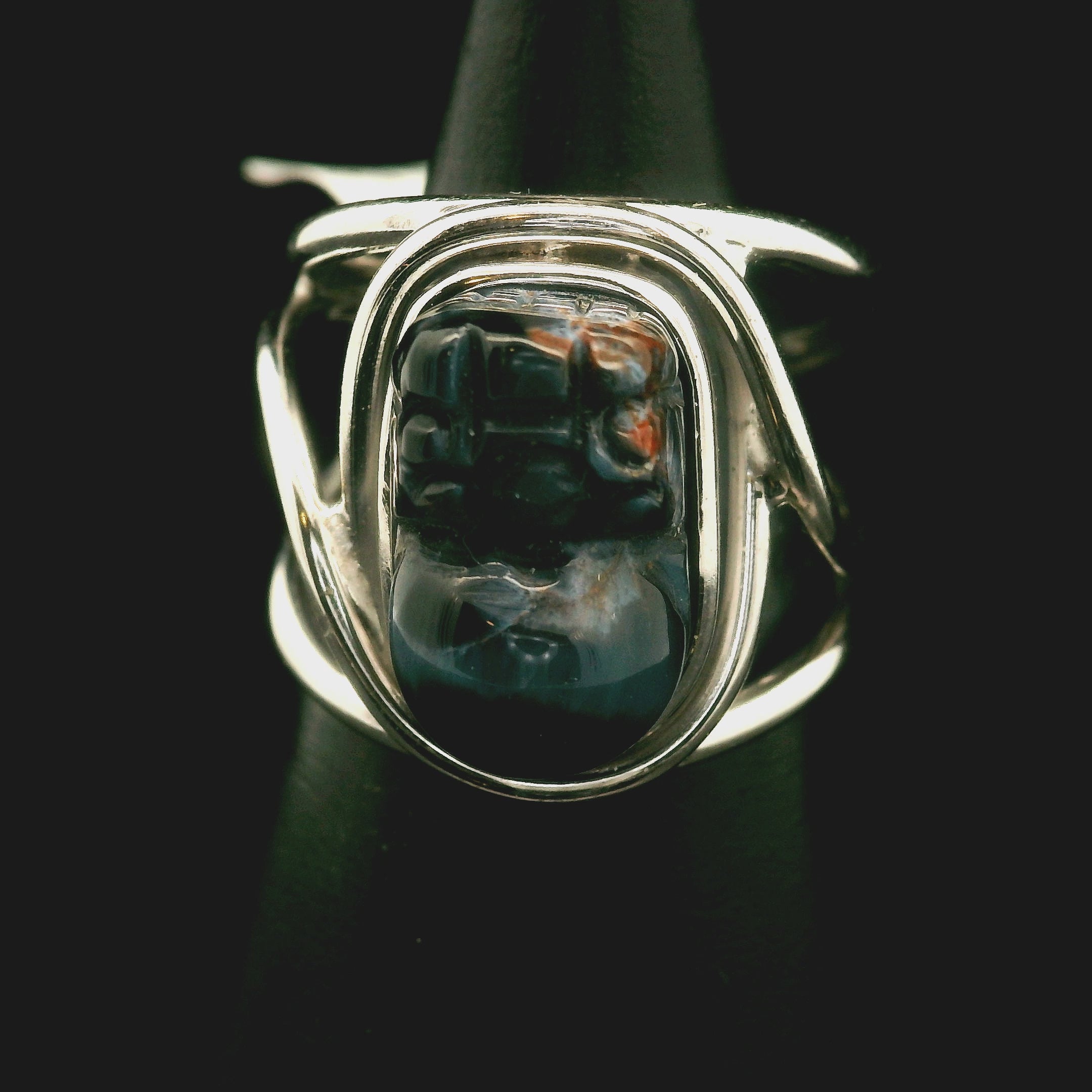 Pietersite Pixiu Cuff Ring .925 Silver for Intuition, Transformation and Willpower