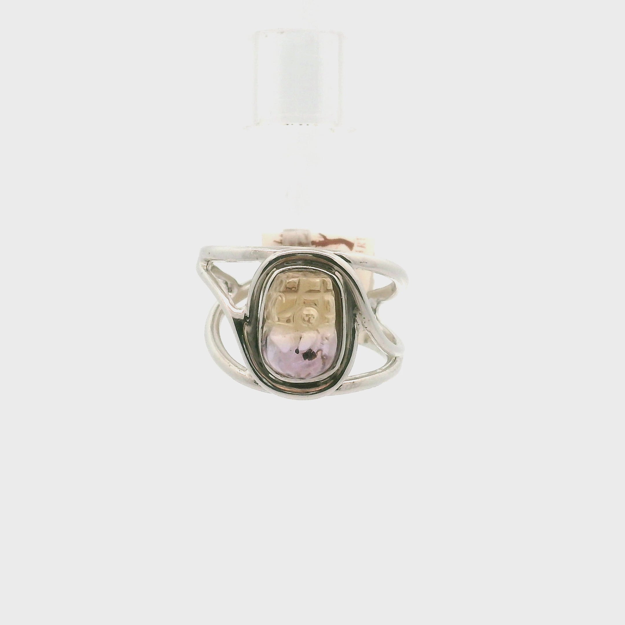 Ametrine Pixchu Cuff Ring .925 Silver for Empowerment & Harmony