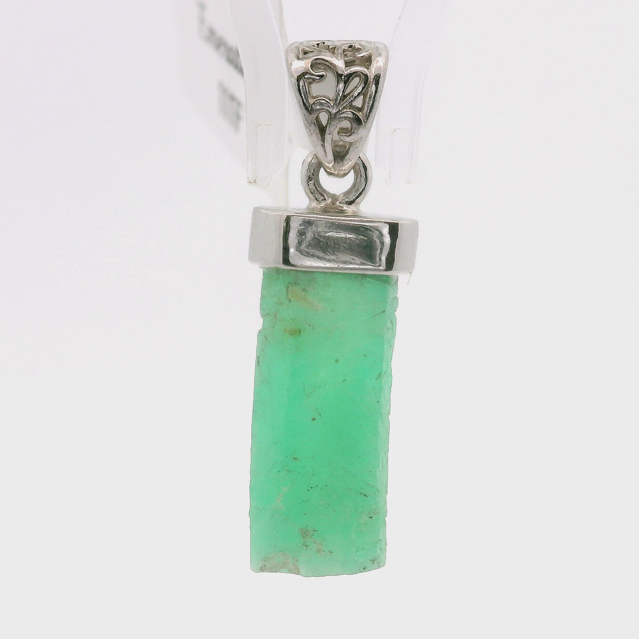 Natural Emerald Pendant .925 Sterling Silver for Abundance, Love and Wealth