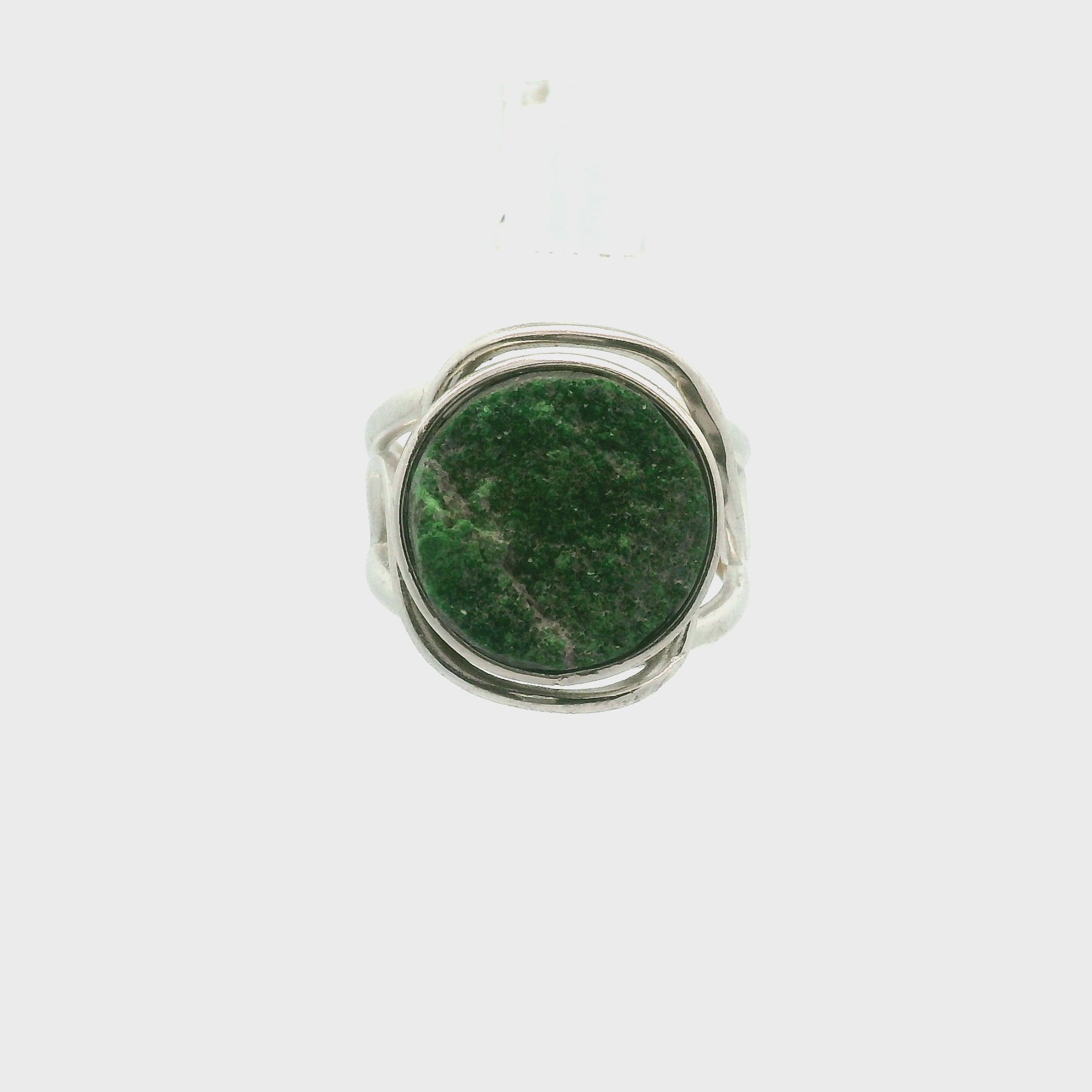 Uvarovite Adjustable Cuff Ring .925 Silver for Love, Personal Power & Wisdom