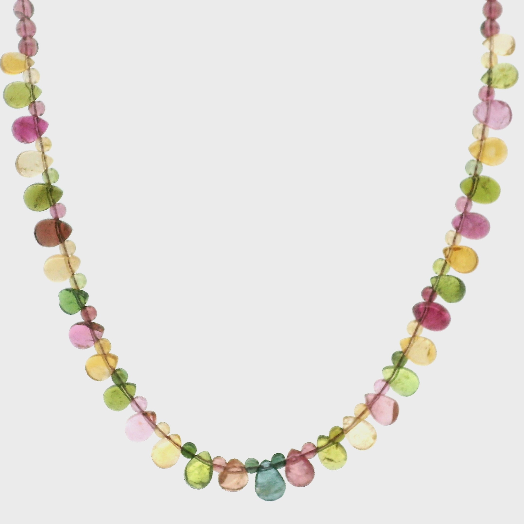 Multi Tourmaline Briolette Necklace 925 Silver for Harmony, Flow and Strength