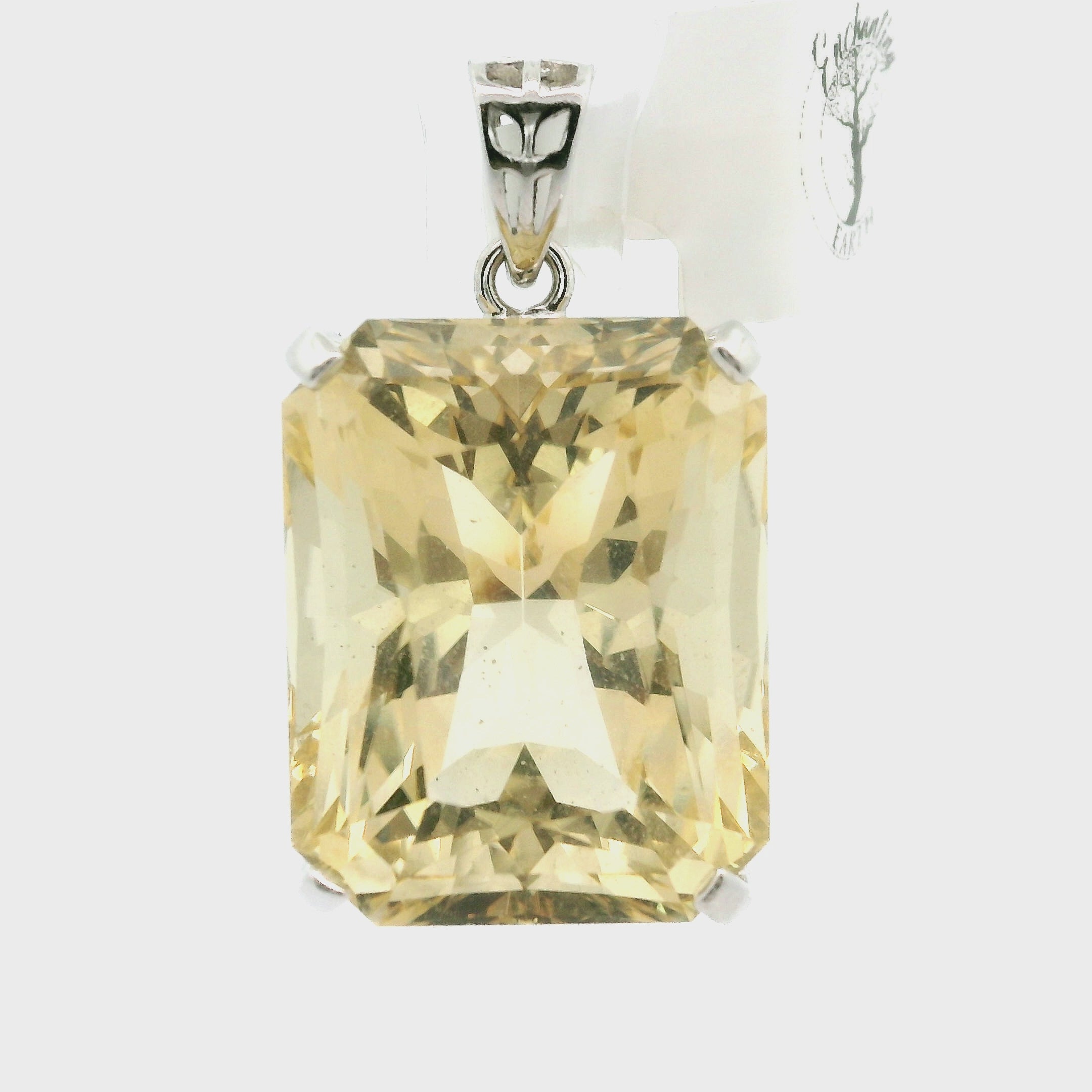 Citrine XL Pendant .925 Silver for Abundance, Intuition, Luck and Protection